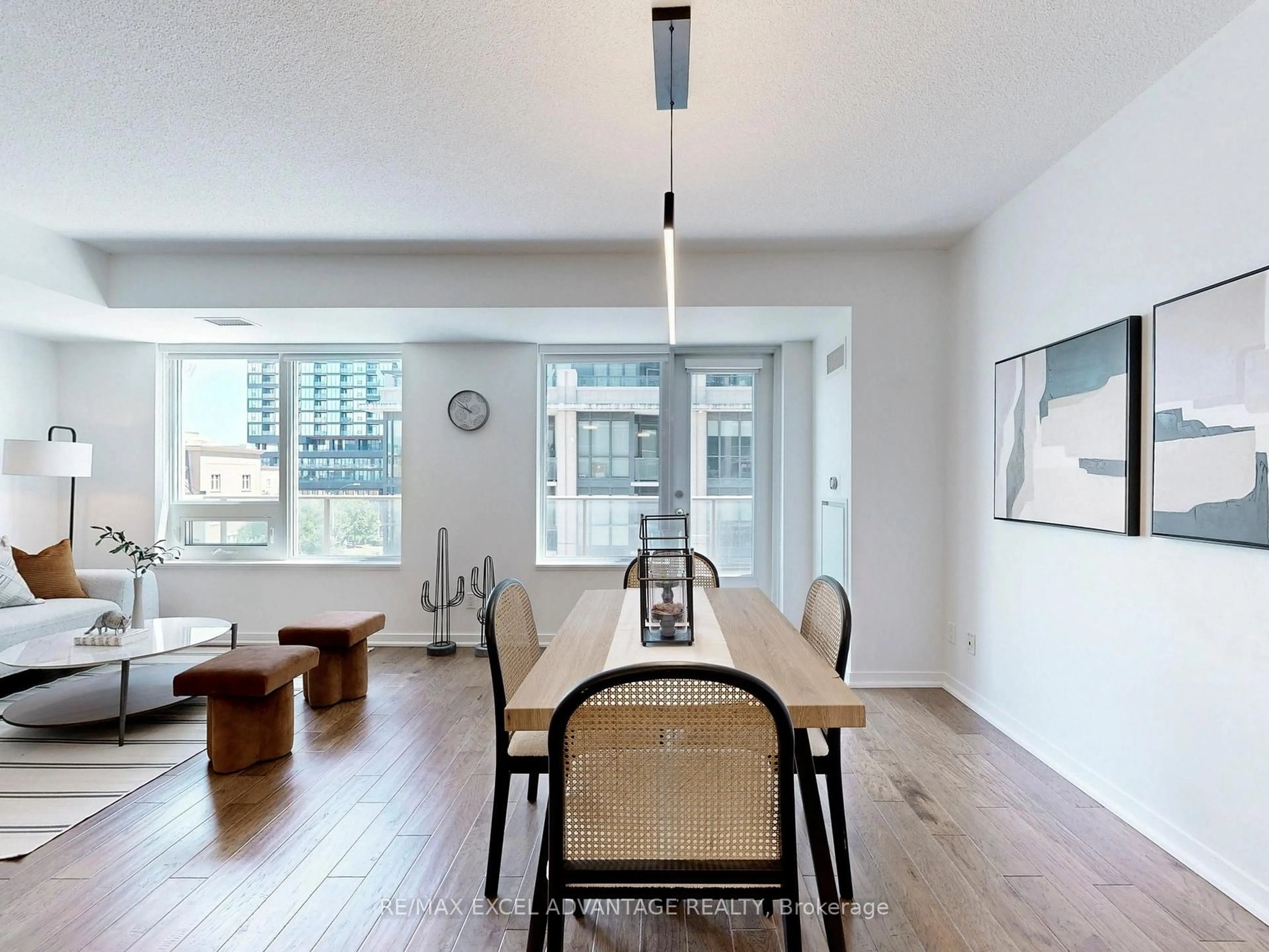 Dining room, wood/laminate floor for 55 East Liberty St #405, Toronto Ontario M6K 3P9