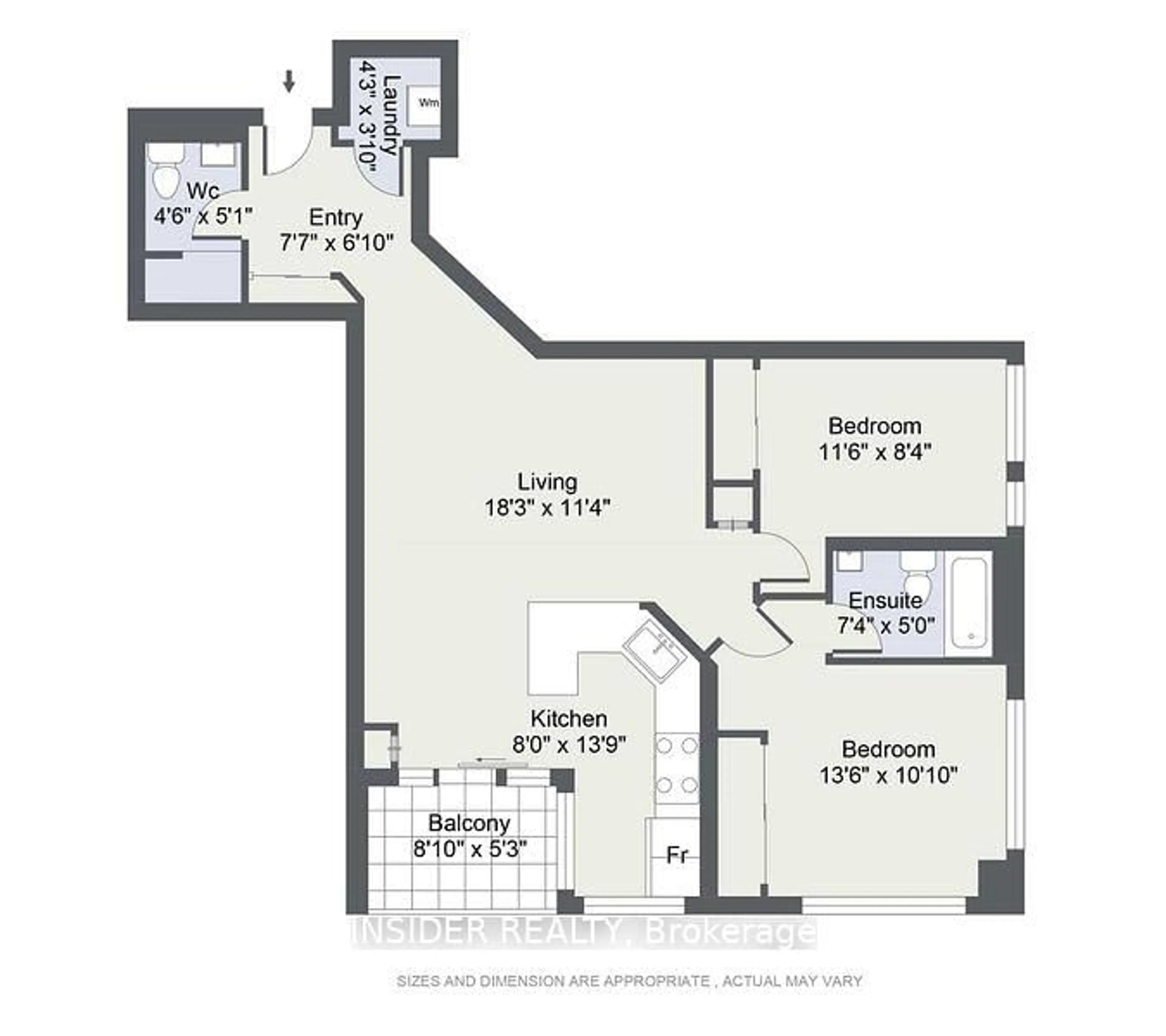 Floor plan for 2 Rean Dr #1612, Toronto Ontario M2K 1H1