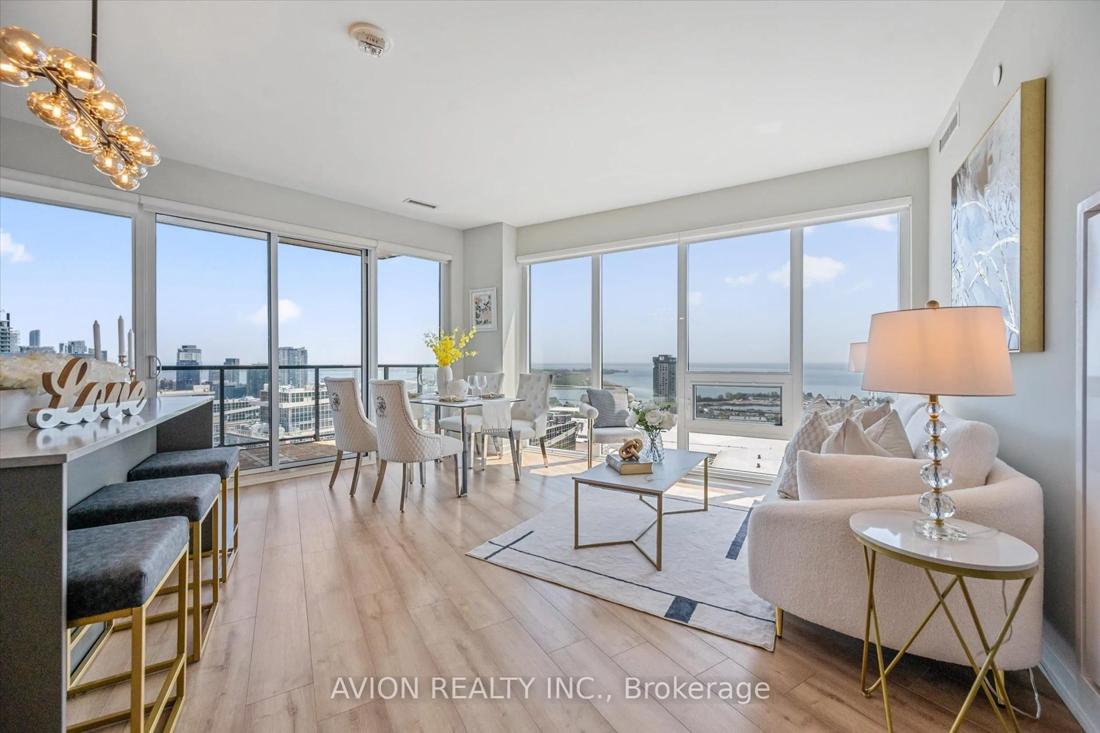 Living room with furniture, wood/laminate floor for 135 East Liberty St #2609, Toronto Ontario M6K 0G7