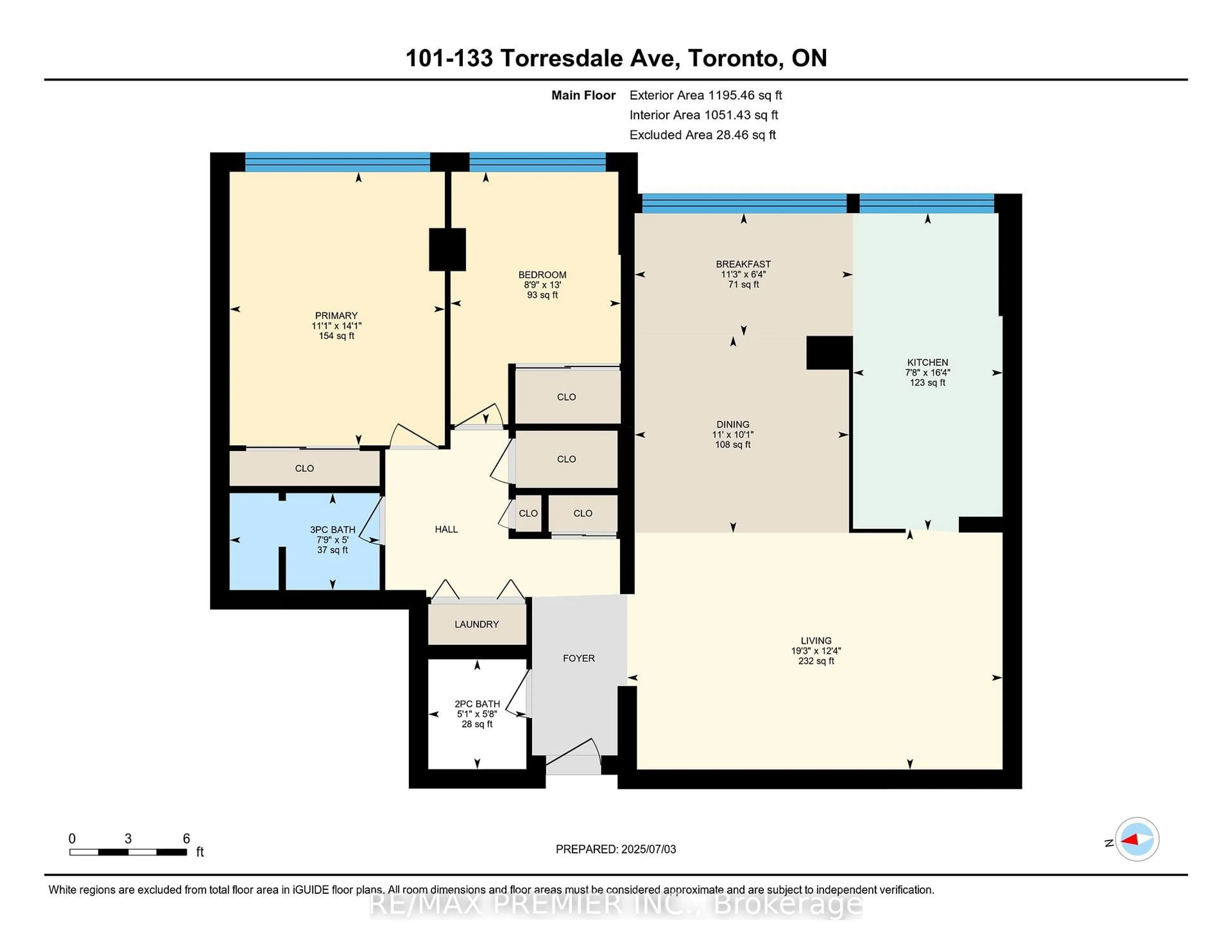 Floor plan for 133 Torresdale Ave #101, Toronto Ontario M2R 3T2