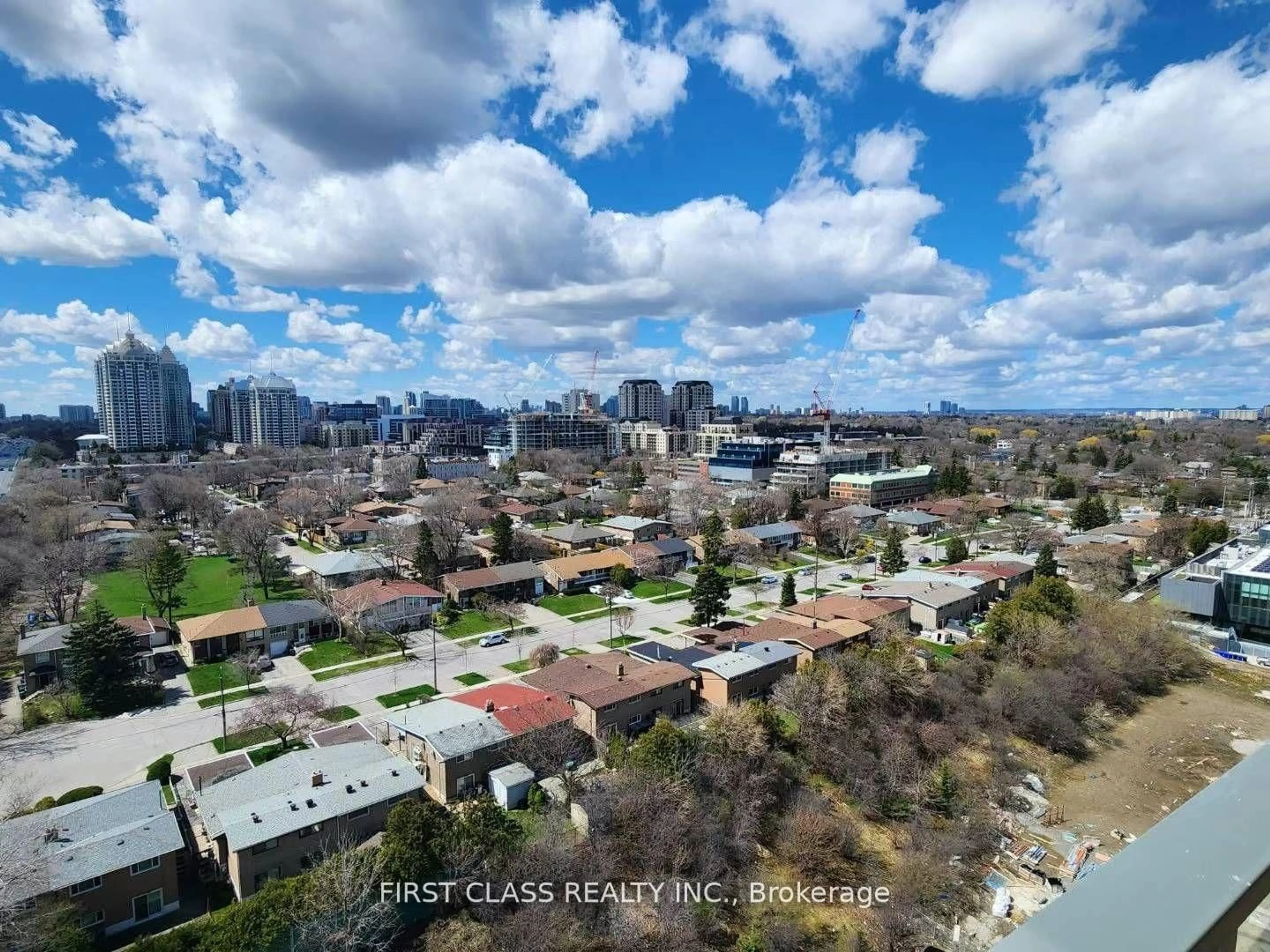 A pic from outside/outdoor area/front of a property/back of a property/a pic from drone, city buildings view from balcony for 25 Mcmahon Dr #1905, Toronto Ontario M2K 0J2