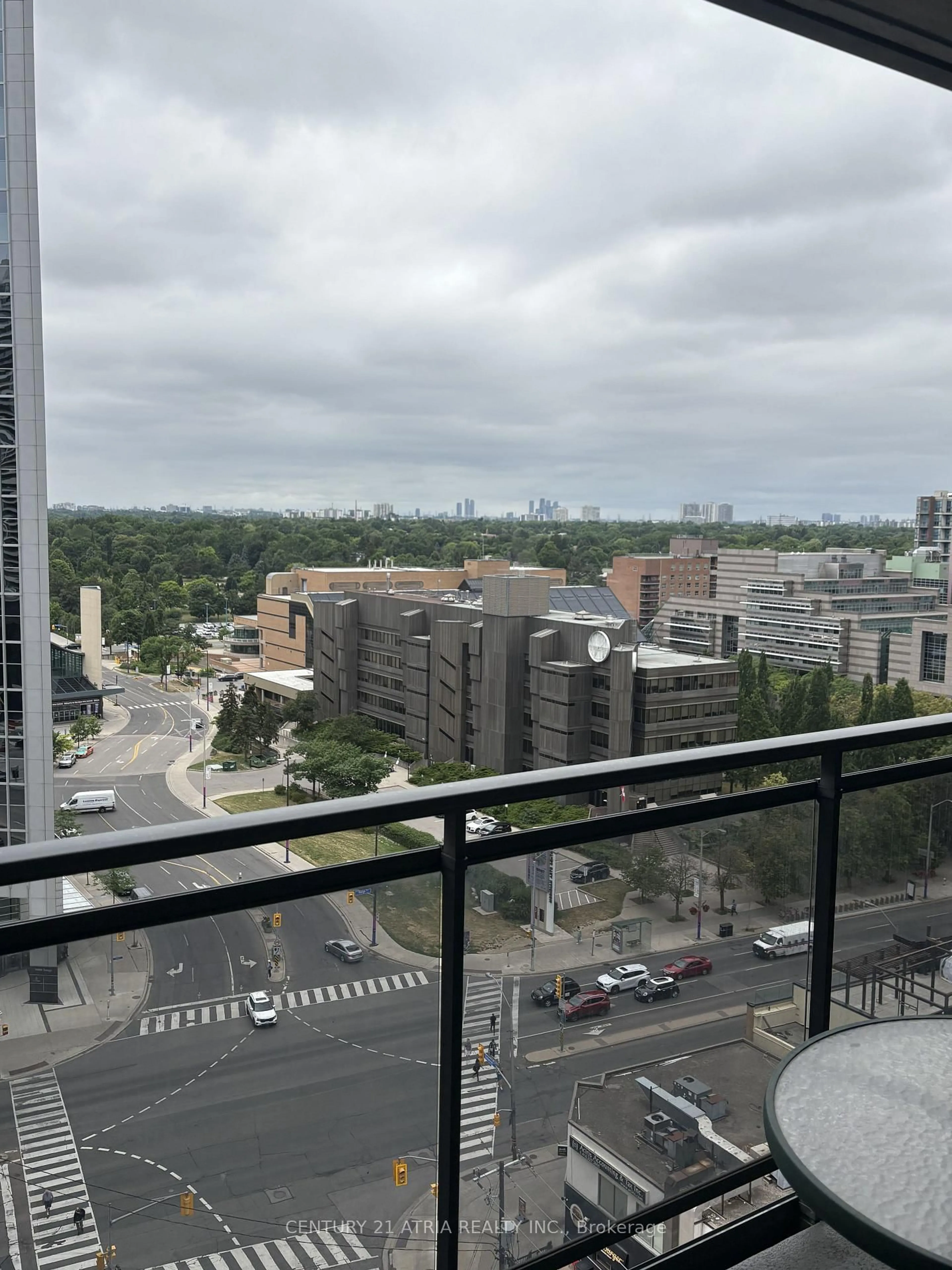 Balcony in the apartment, city buildings view from balcony for 18 Hollywood Ave #1707, Toronto Ontario M2N 6P5