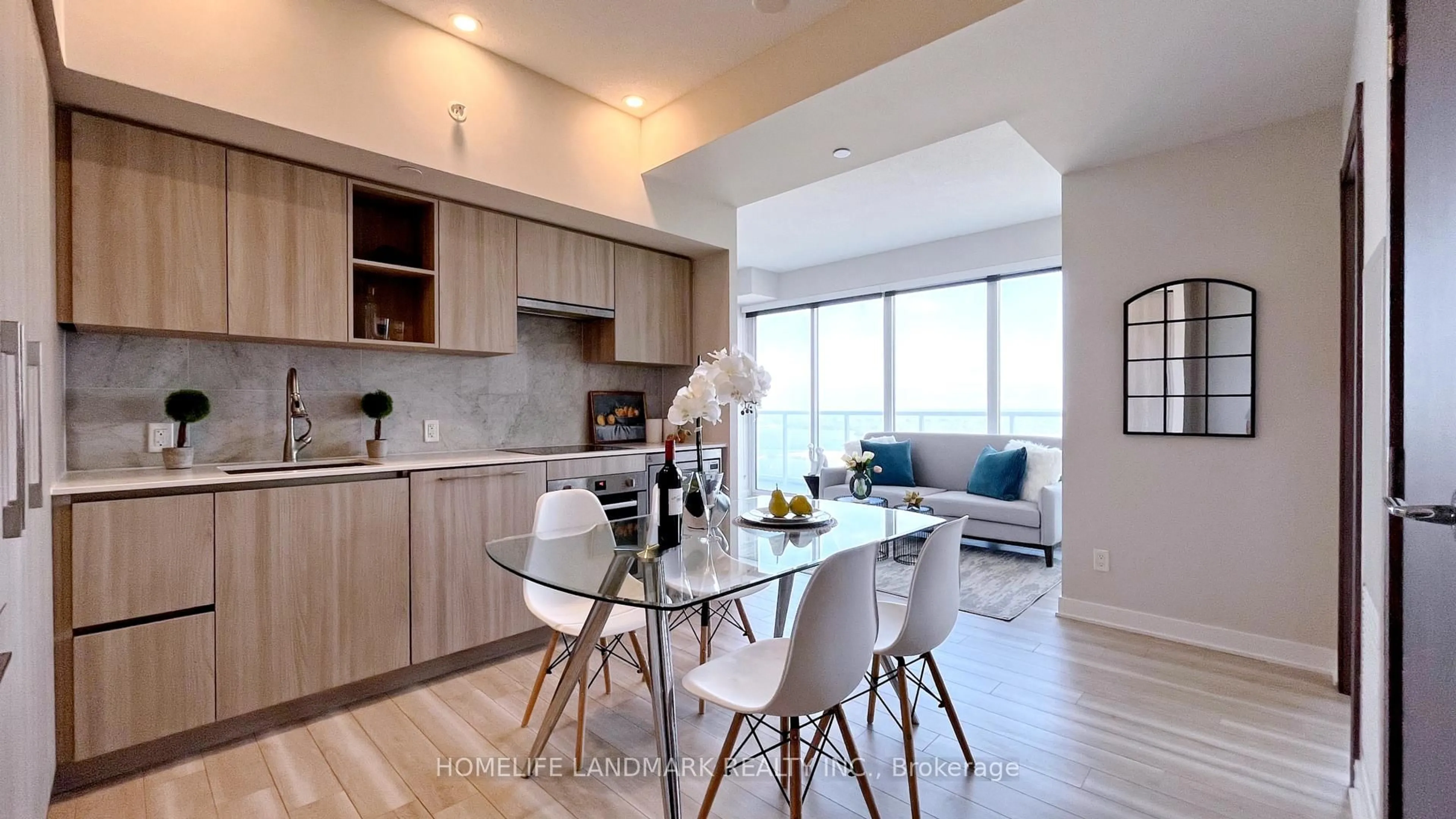 Open concept kitchen, wood/laminate floor for 19 Bathurst St #3611, Toronto Ontario M5V 0N2