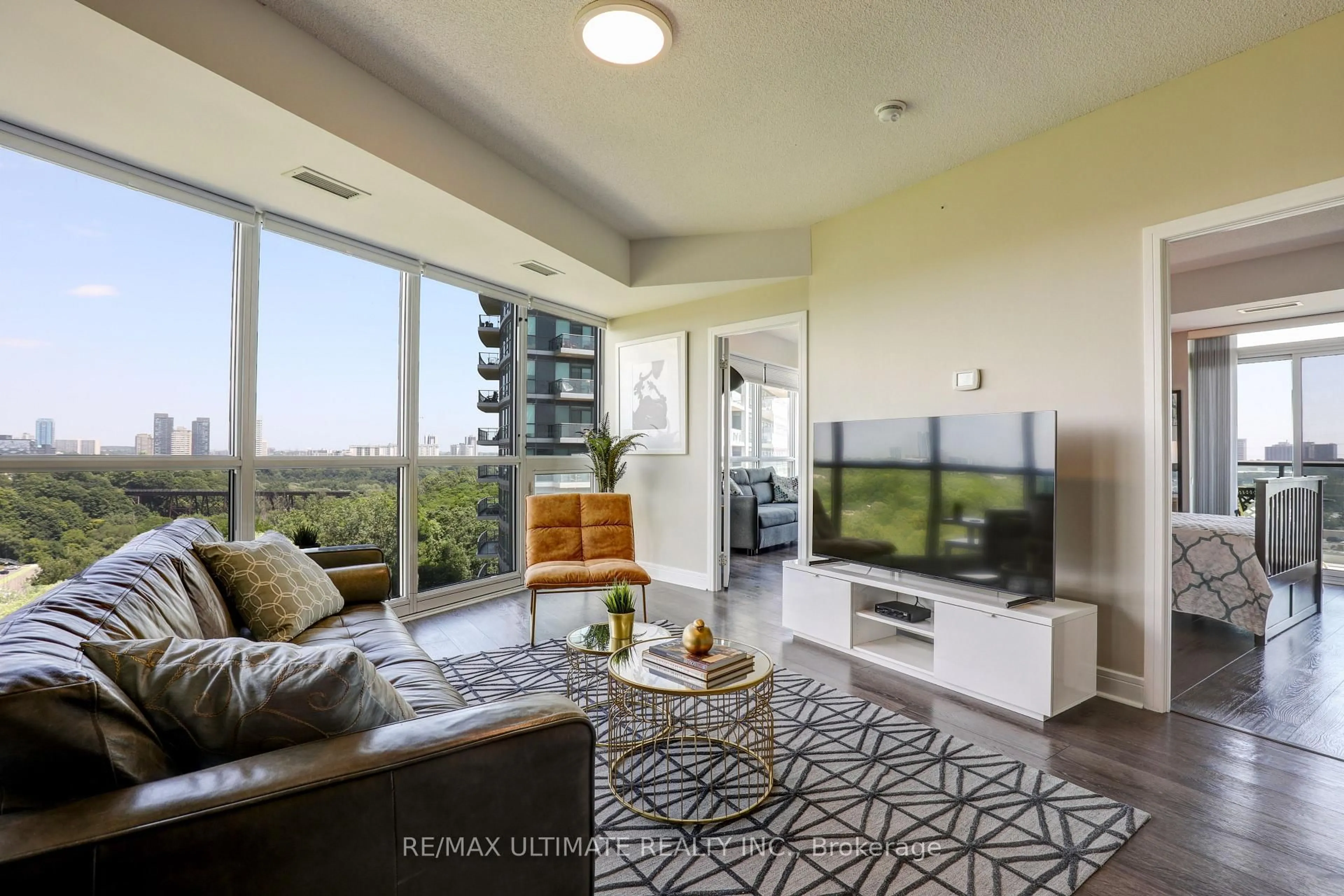 Living room with furniture, unknown for 35 Brian Peck Cres #807, Toronto Ontario M4G 0A5