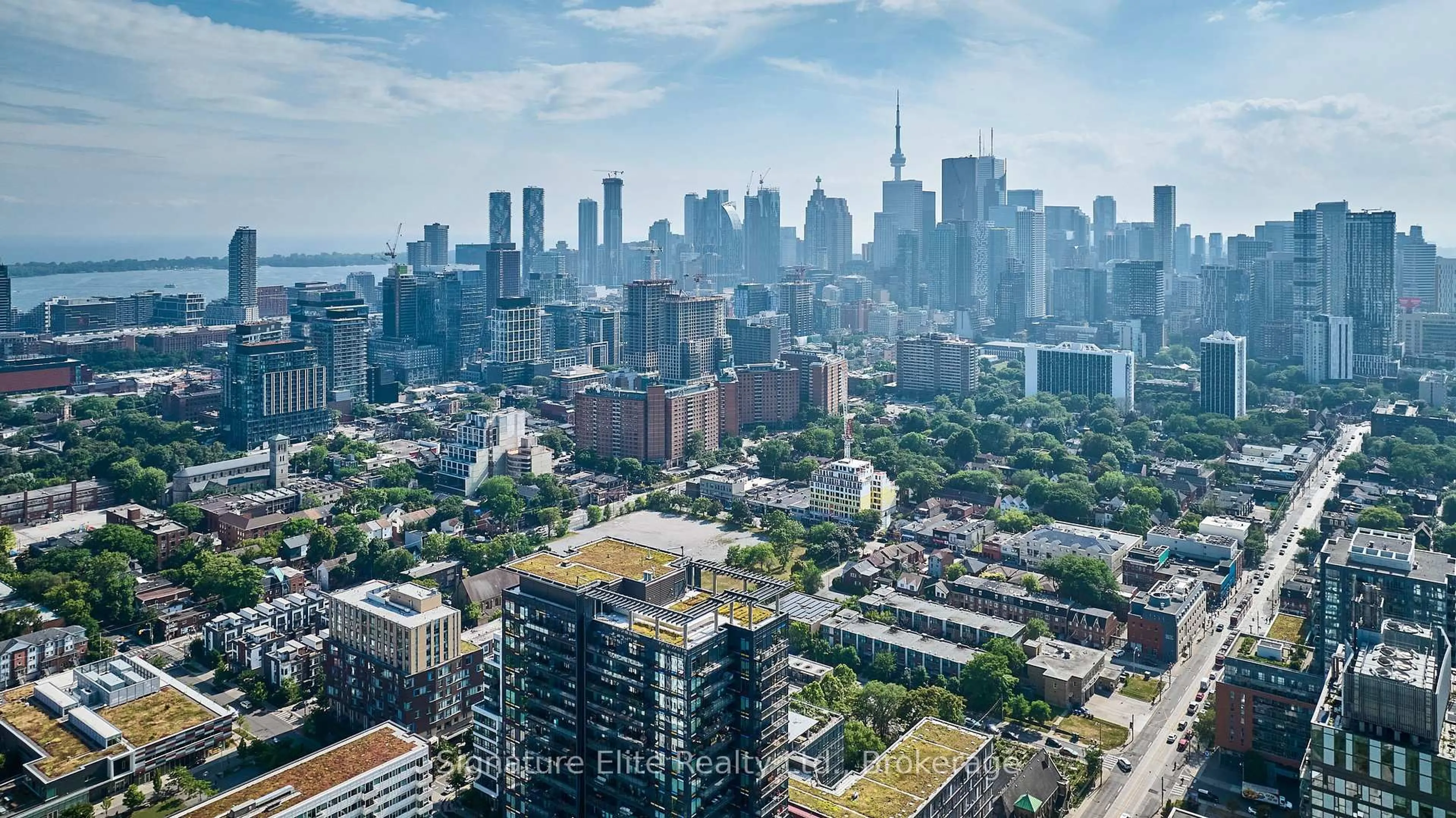 A pic from outside/outdoor area/front of a property/back of a property/a pic from drone, city buildings view from balcony for 225 Sackville St #1907, Toronto Ontario M5A 0B9