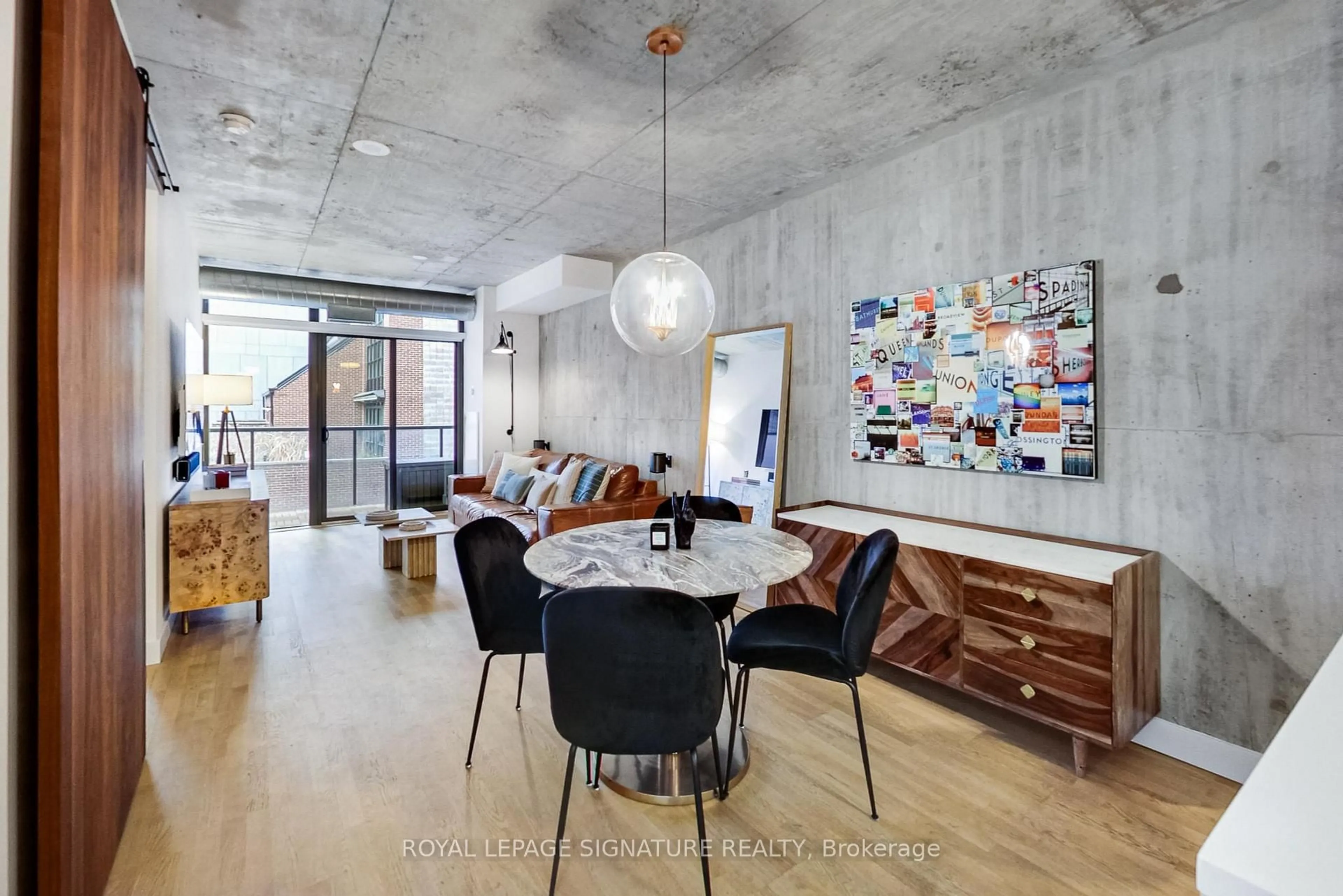 Dining room, cement floor for 138 Princess St #614, Toronto Ontario M5A 0B1