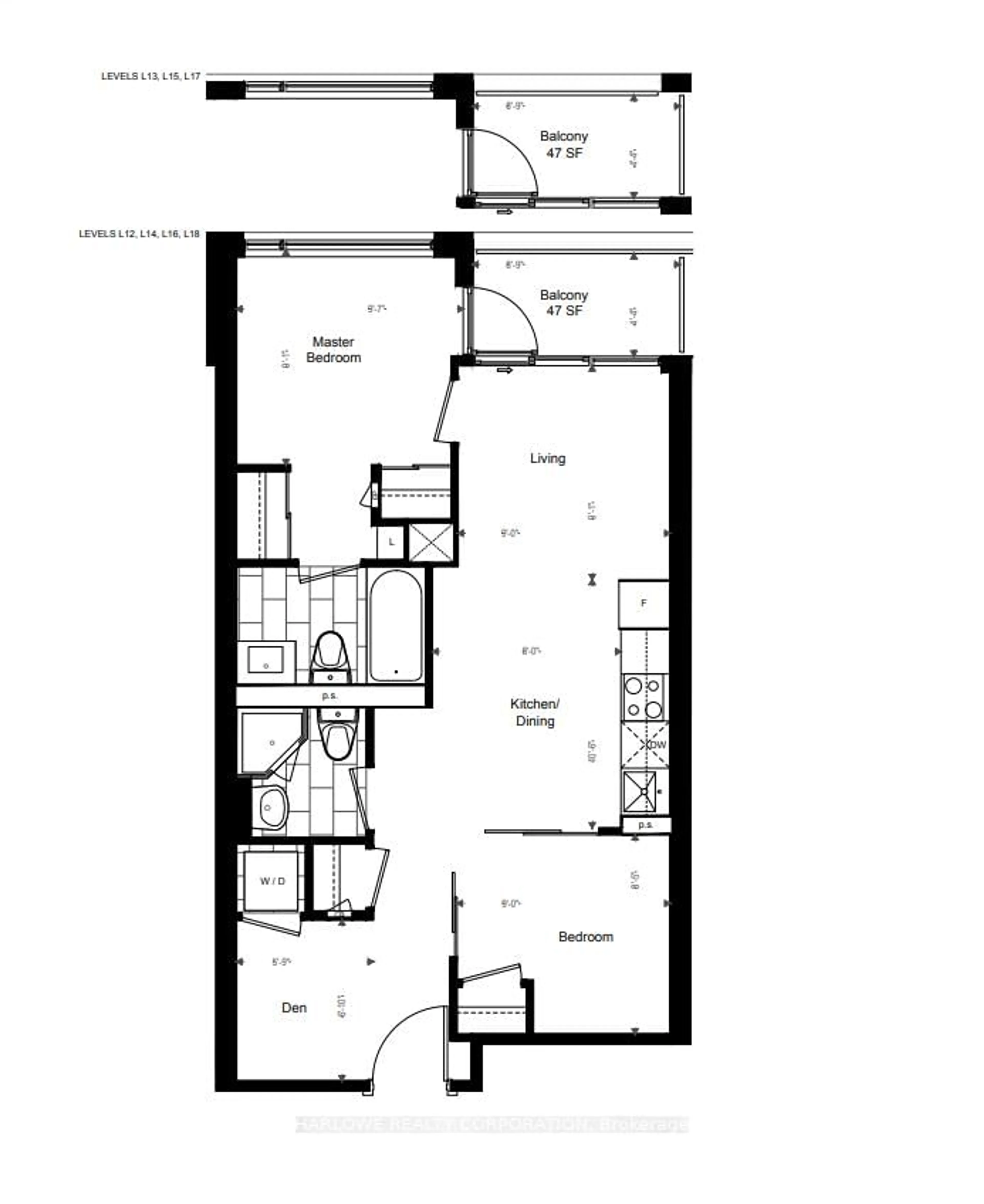 Floor plan for 135 Lower Sherbourne St #1564 W, Toronto Ontario M5A 1Y4