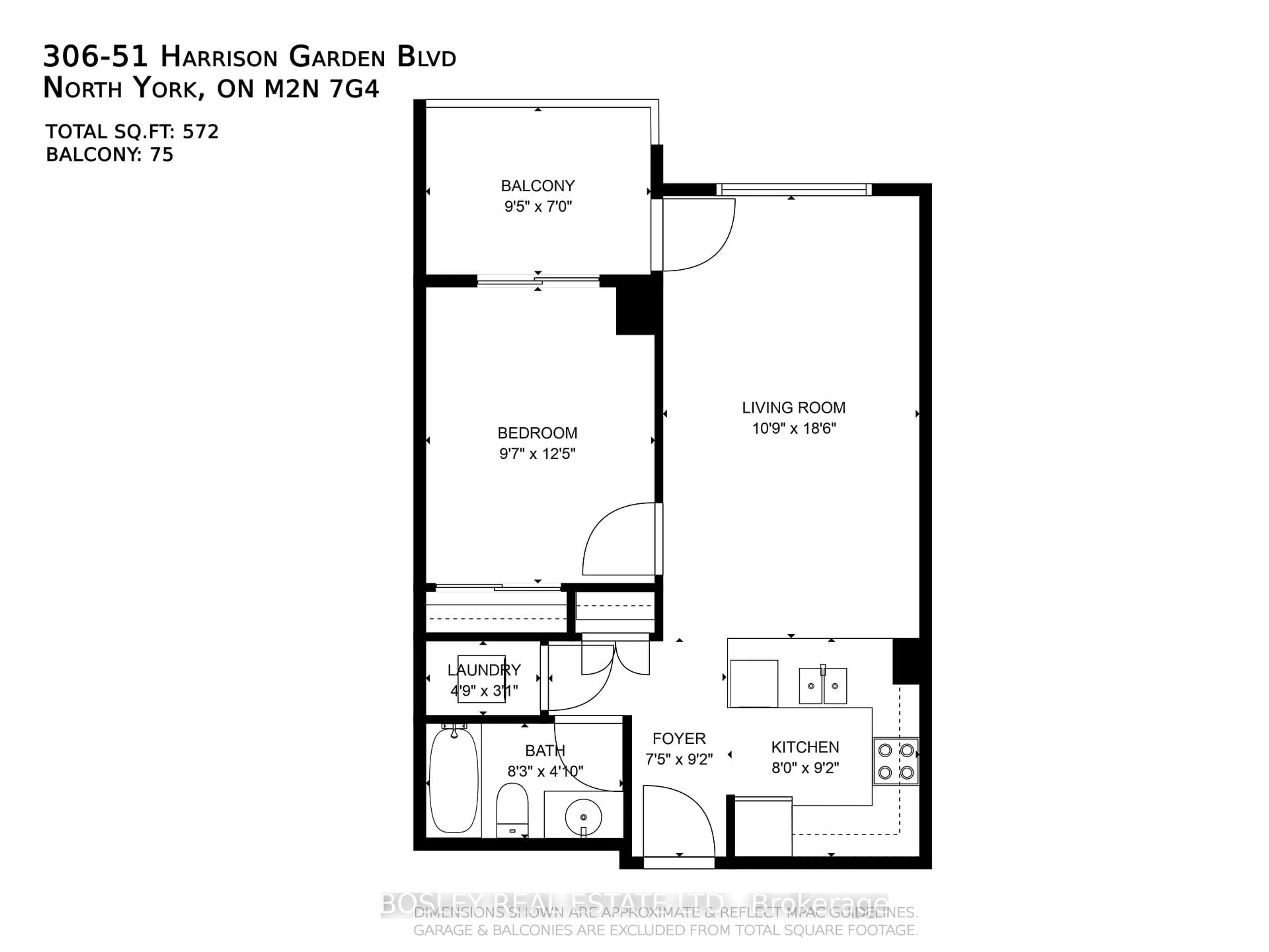 Floor plan for 51 Harrison Garden Blvd #306, Toronto Ontario M2N 7G4
