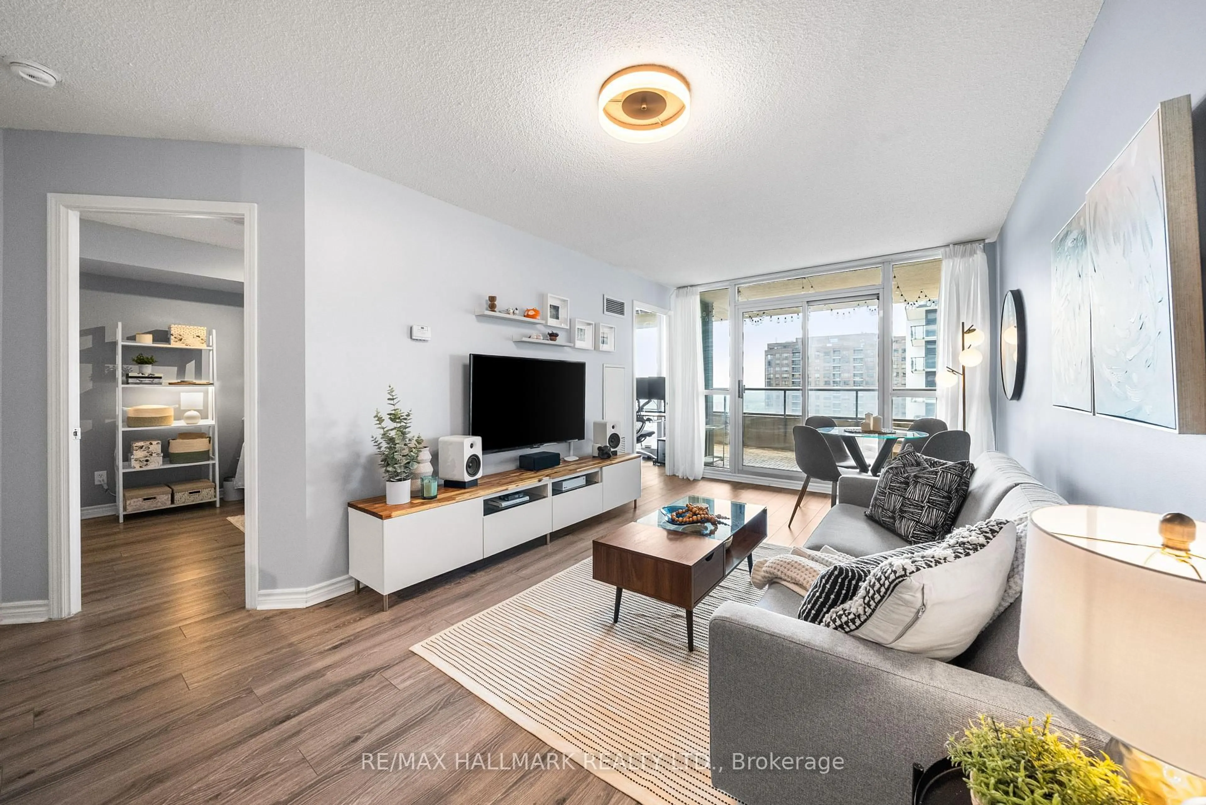 Living room with furniture, wood/laminate floor for 18 Spring Garden Ave #2701, Toronto Ontario M2N 7M2