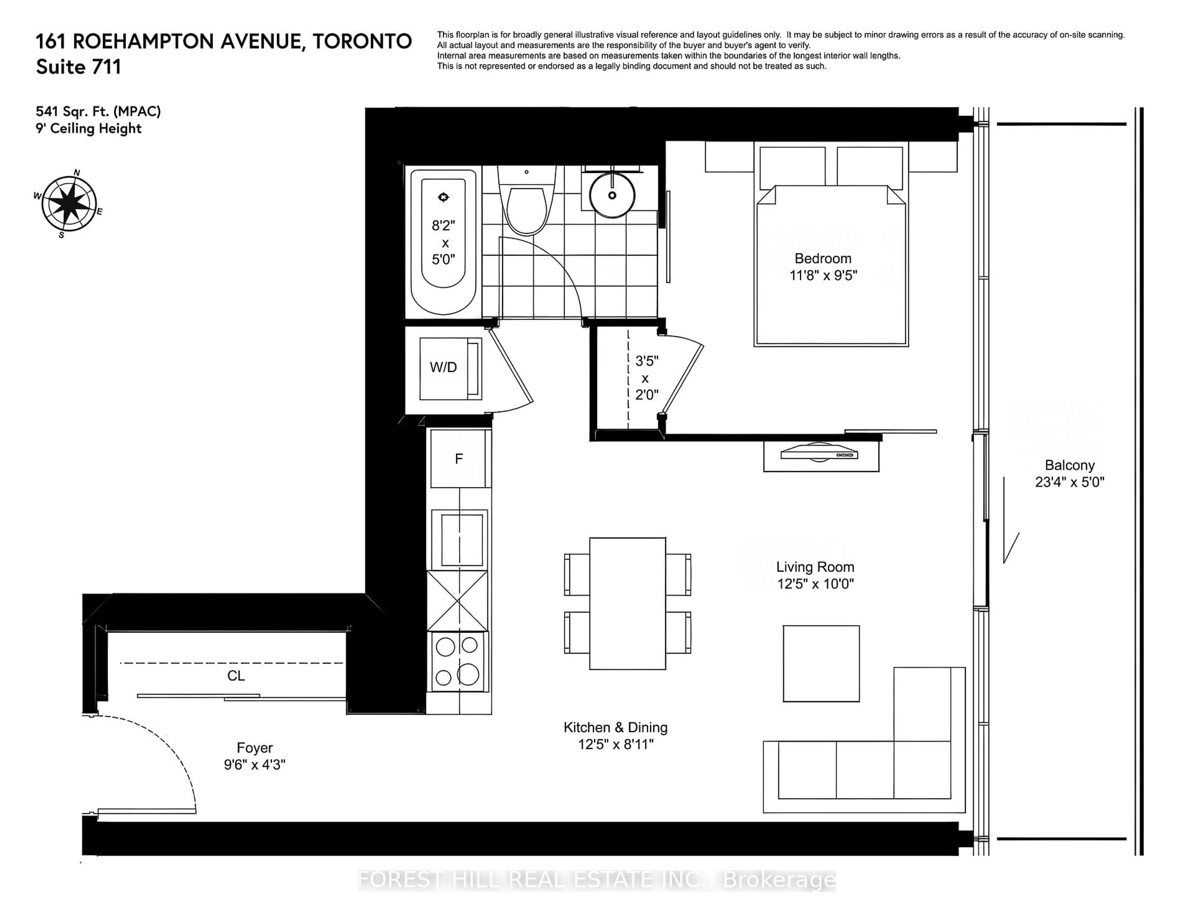 Floor plan for 161 Roehampton Ave #711, Toronto Ontario M4P 1P9