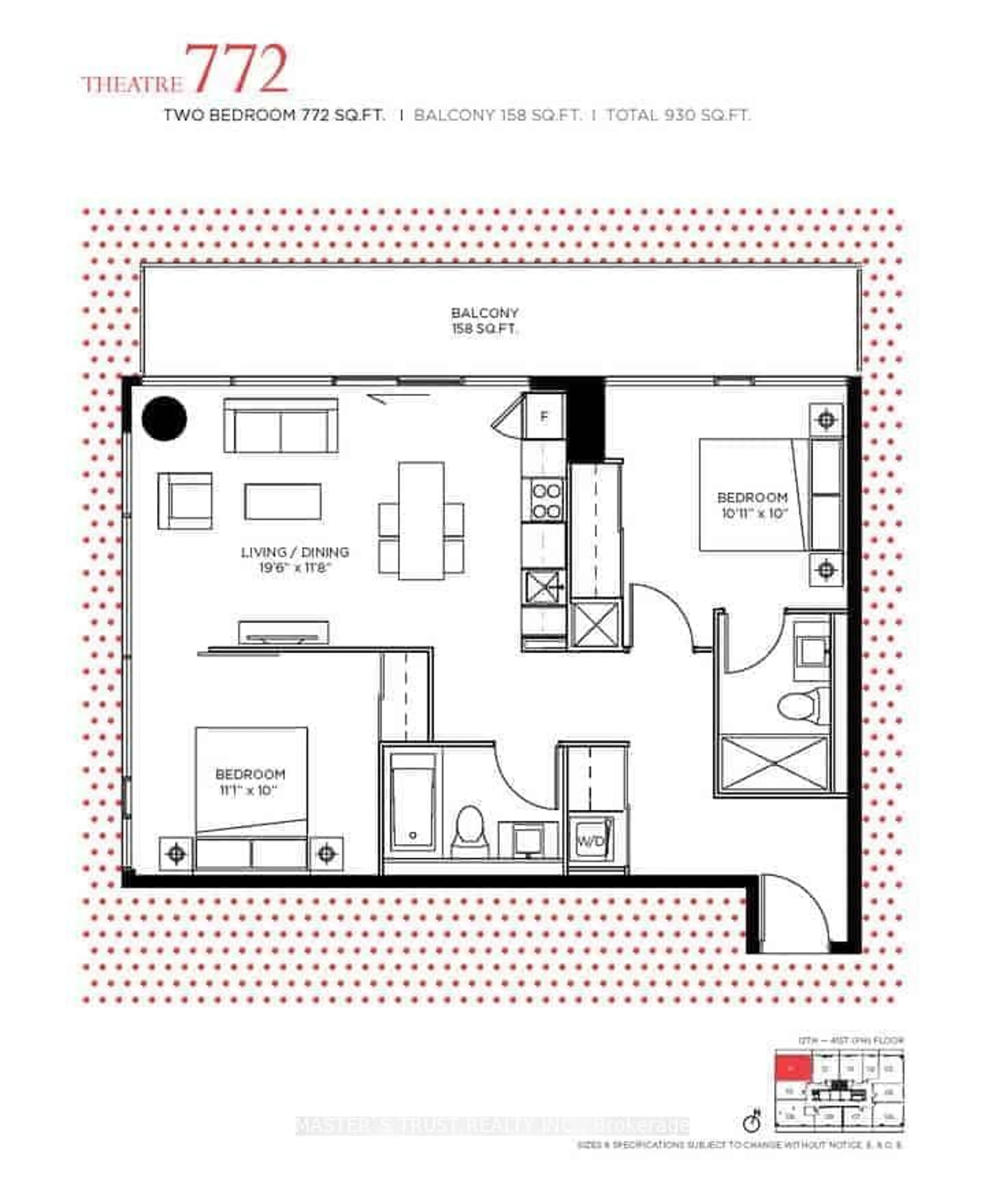 Floor plan for 101 Peter St #2511, Toronto Ontario M5V 0G6