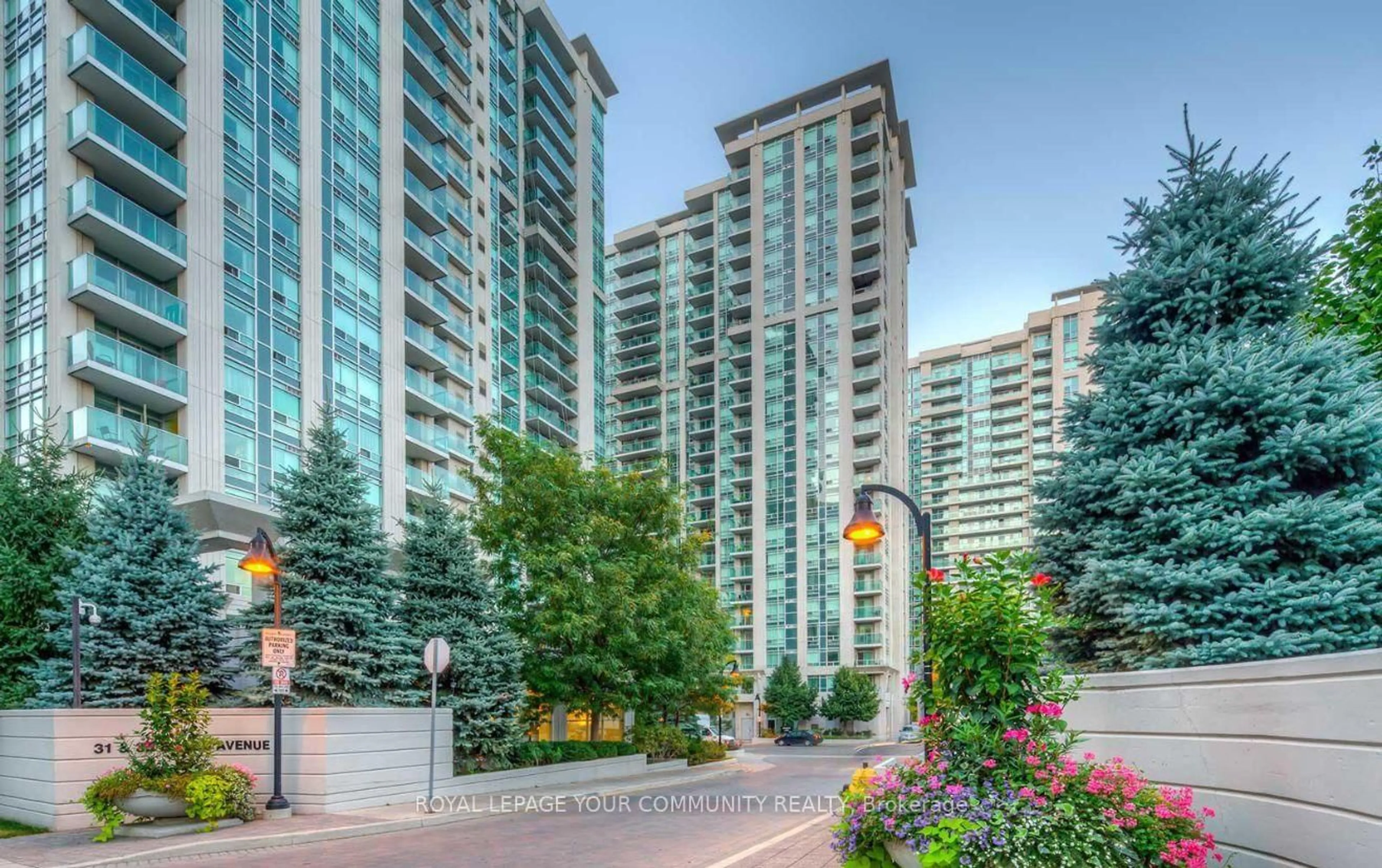 Patio, city buildings view from balcony for 31 Bales Ave #1805, Toronto Ontario M2N 7L6