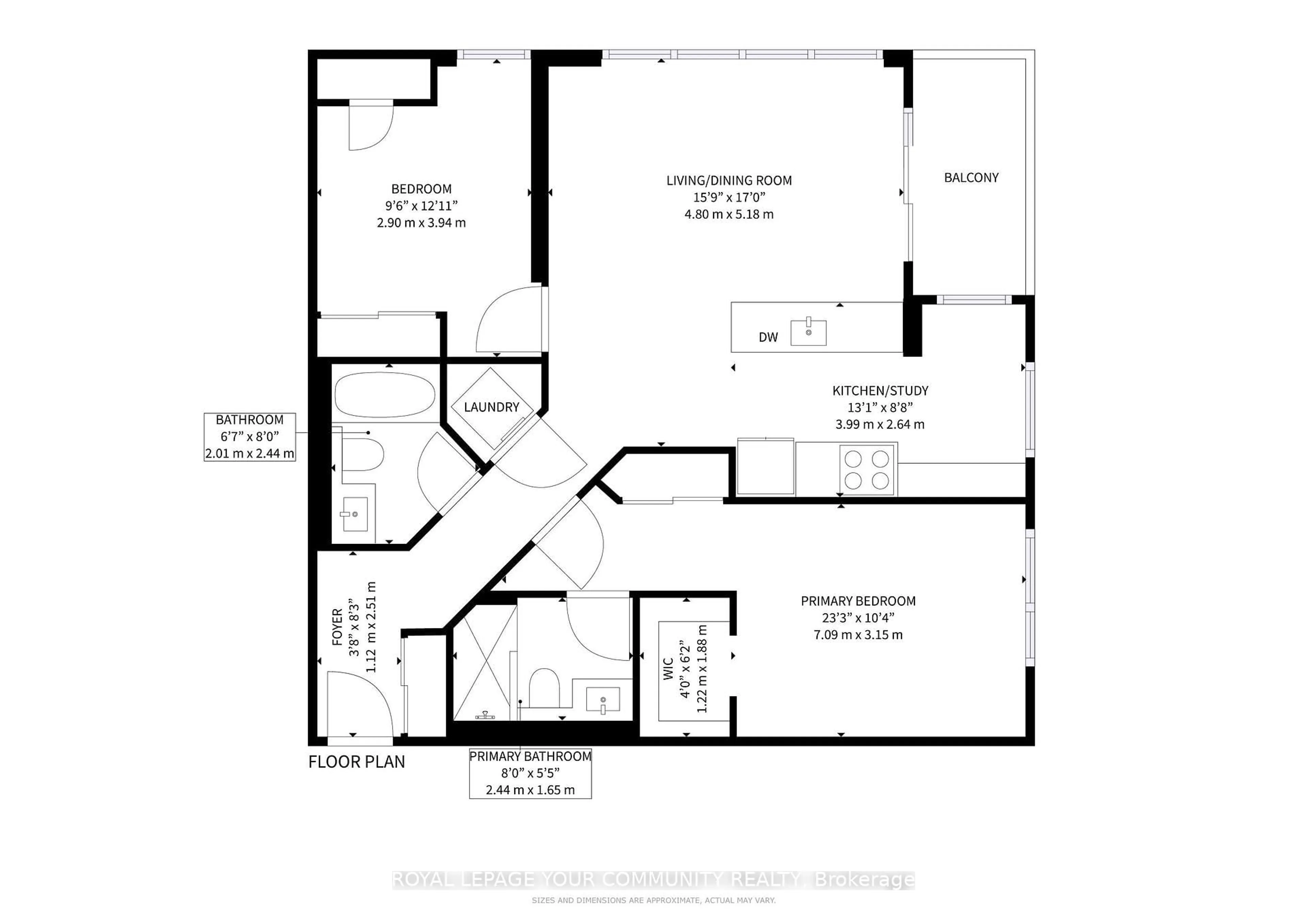 Floor plan for 31 Bales Ave #1805, Toronto Ontario M2N 7L6