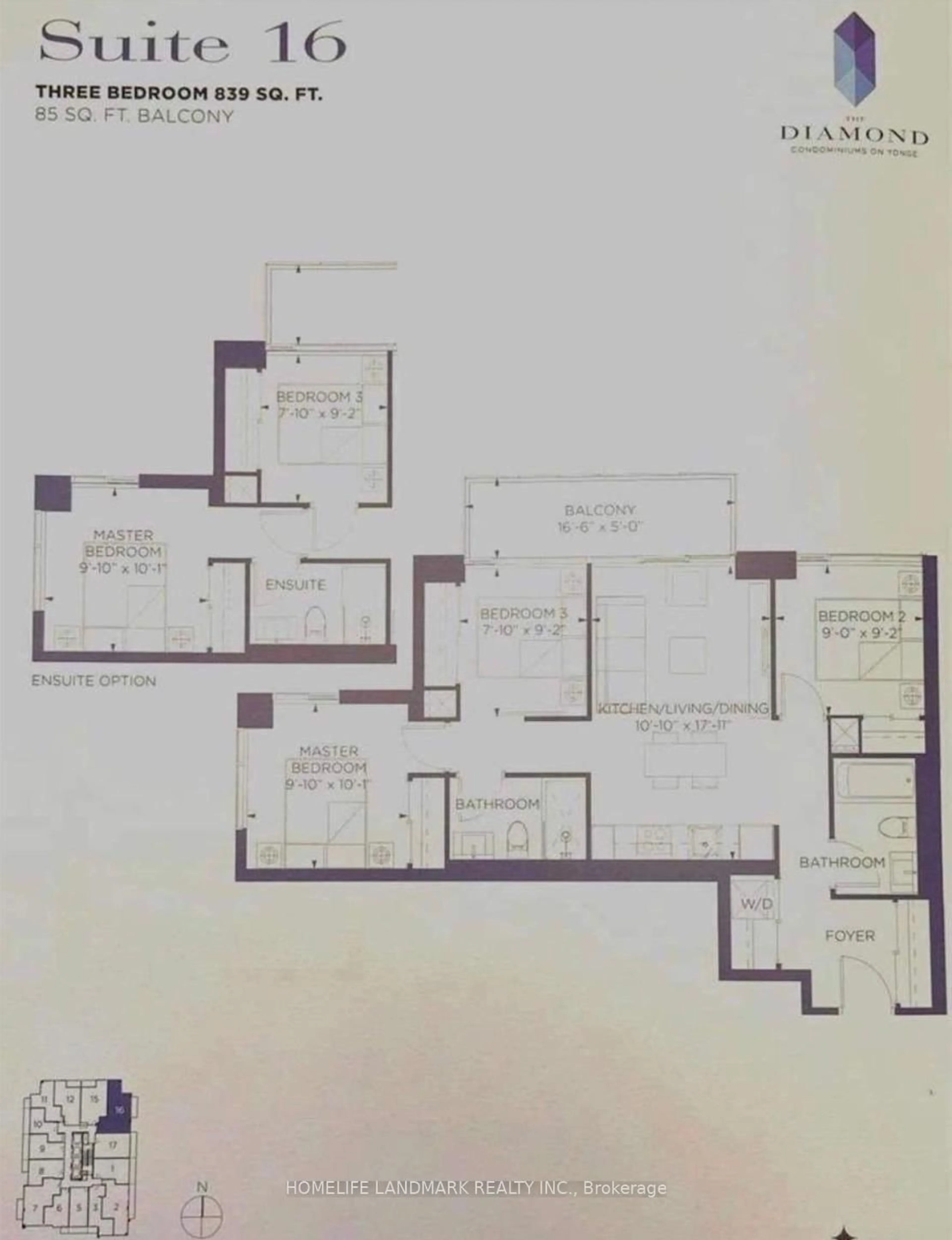 Floor plan for 75 CANTERBURY Pl #616, Toronto Ontario M2N 0L2