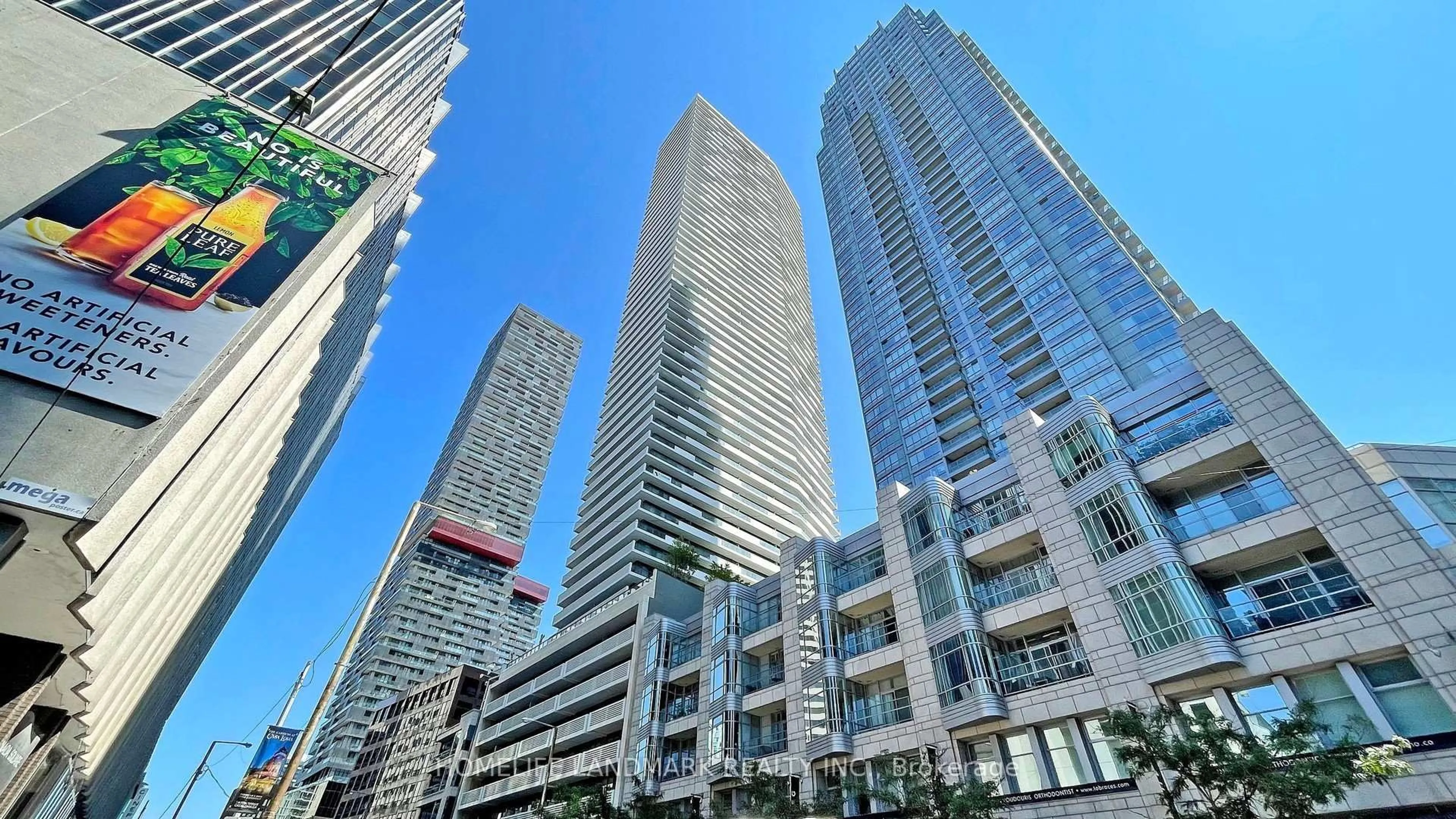 Patio, city buildings view from balcony for 2221 Yonge St #2304, Toronto Ontario M4S 2B4