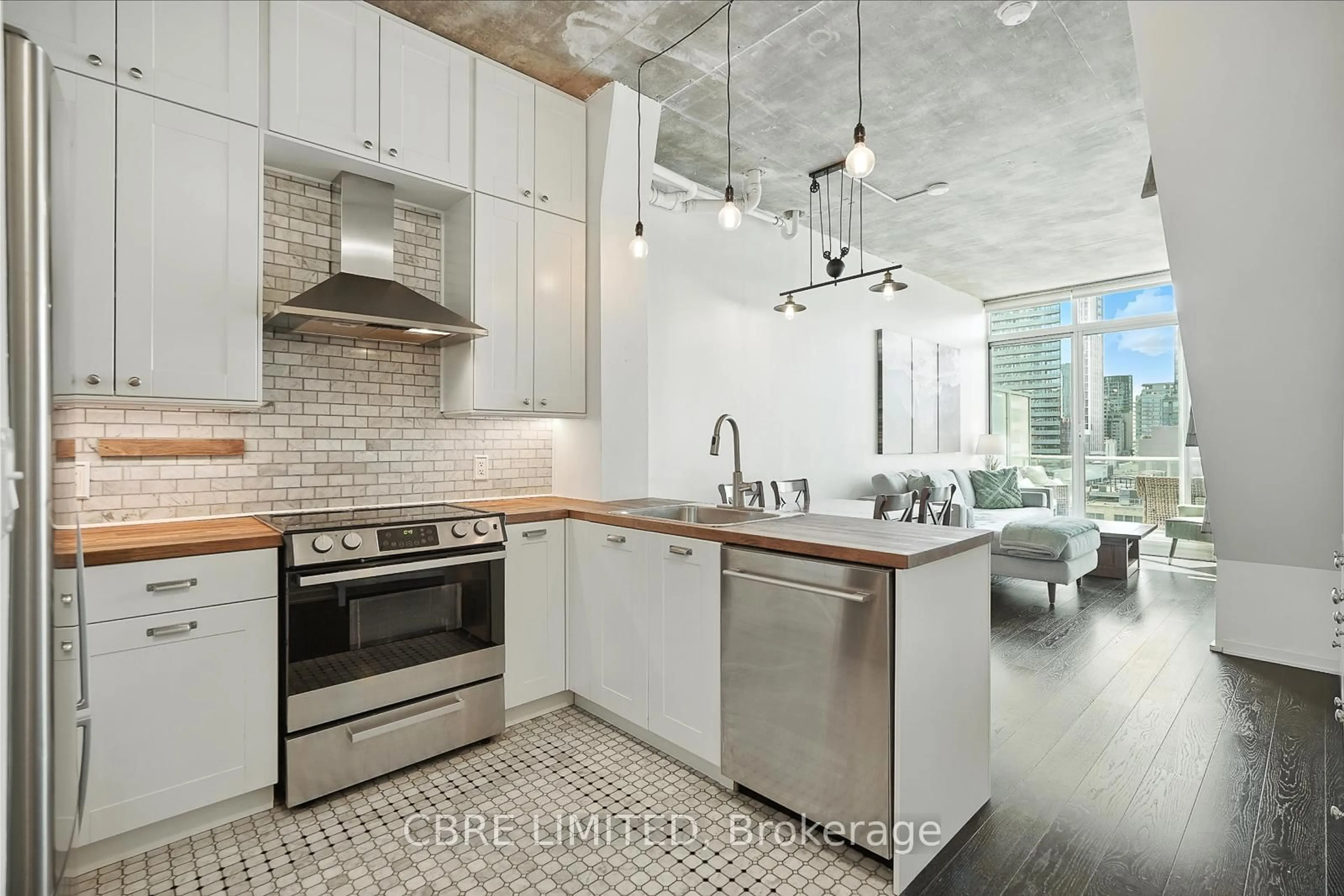 Contemporary kitchen, ceramic/tile floor for 388 Richmond St #1107, Toronto Ontario M5V 3P1