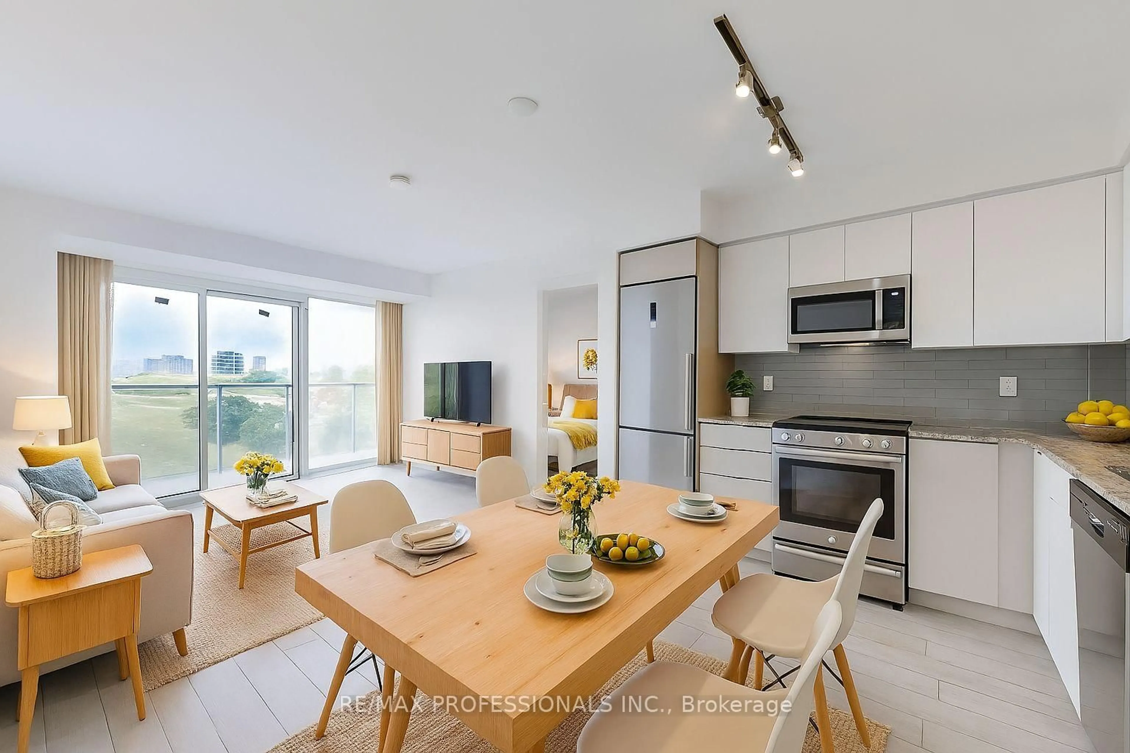 Open concept kitchen, wood/laminate floor for 120 Varna Dr #613, Toronto Ontario M6A 0B3