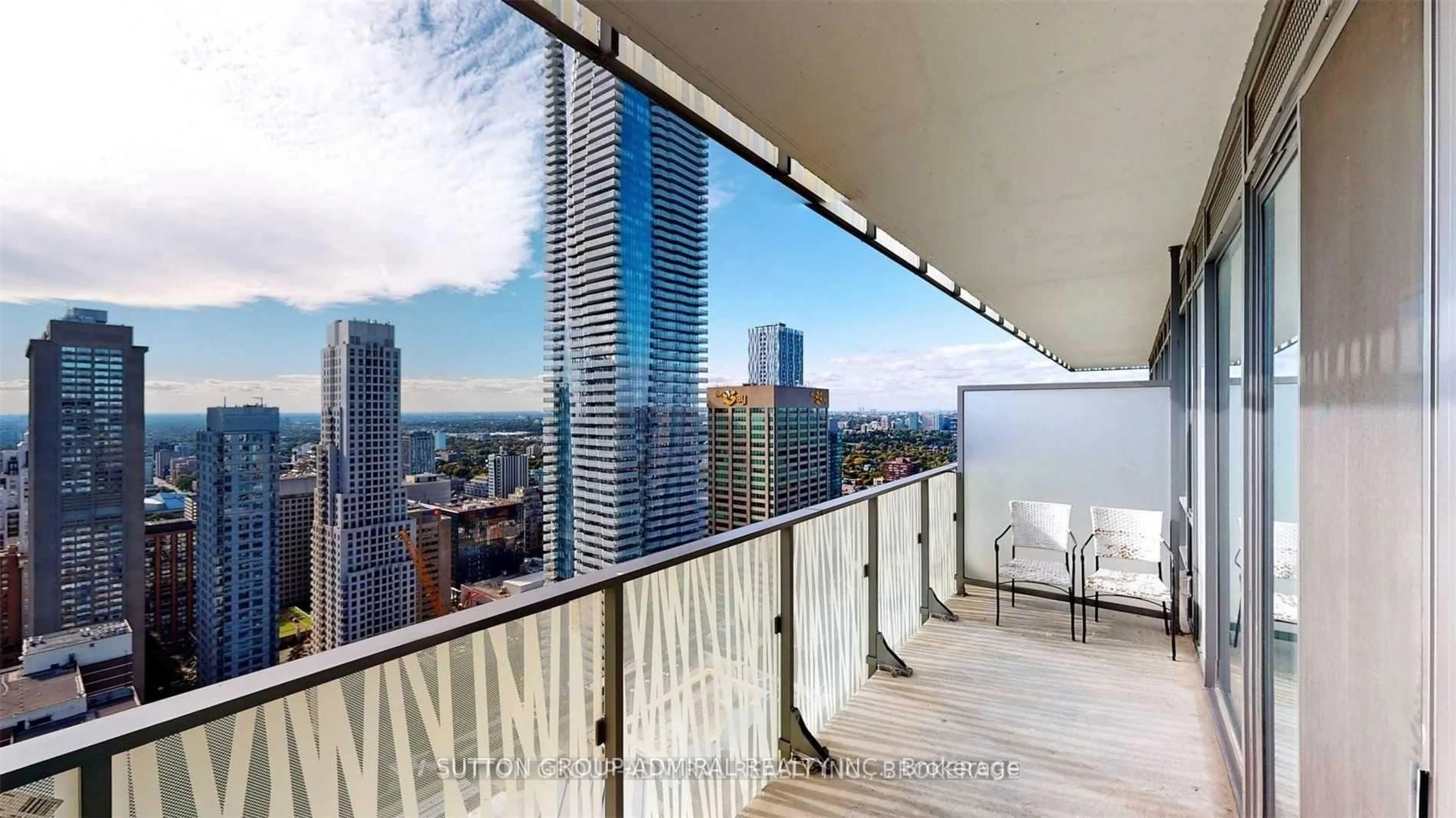 Balcony in the apartment, city buildings view from balcony for 42 Charles St #4105, Toronto Ontario M4Y 0B7