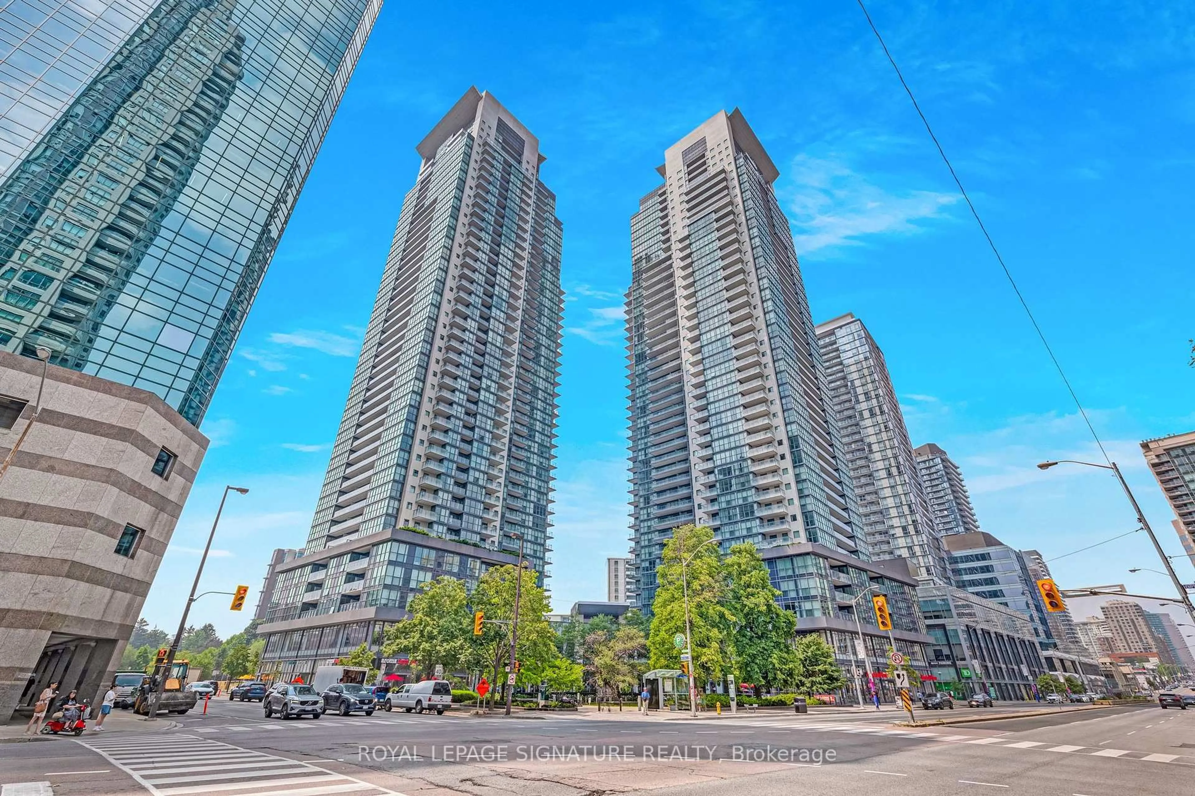 Patio, city buildings view from balcony for 5162 Yonge St #3-109, Toronto Ontario M2N 0E9