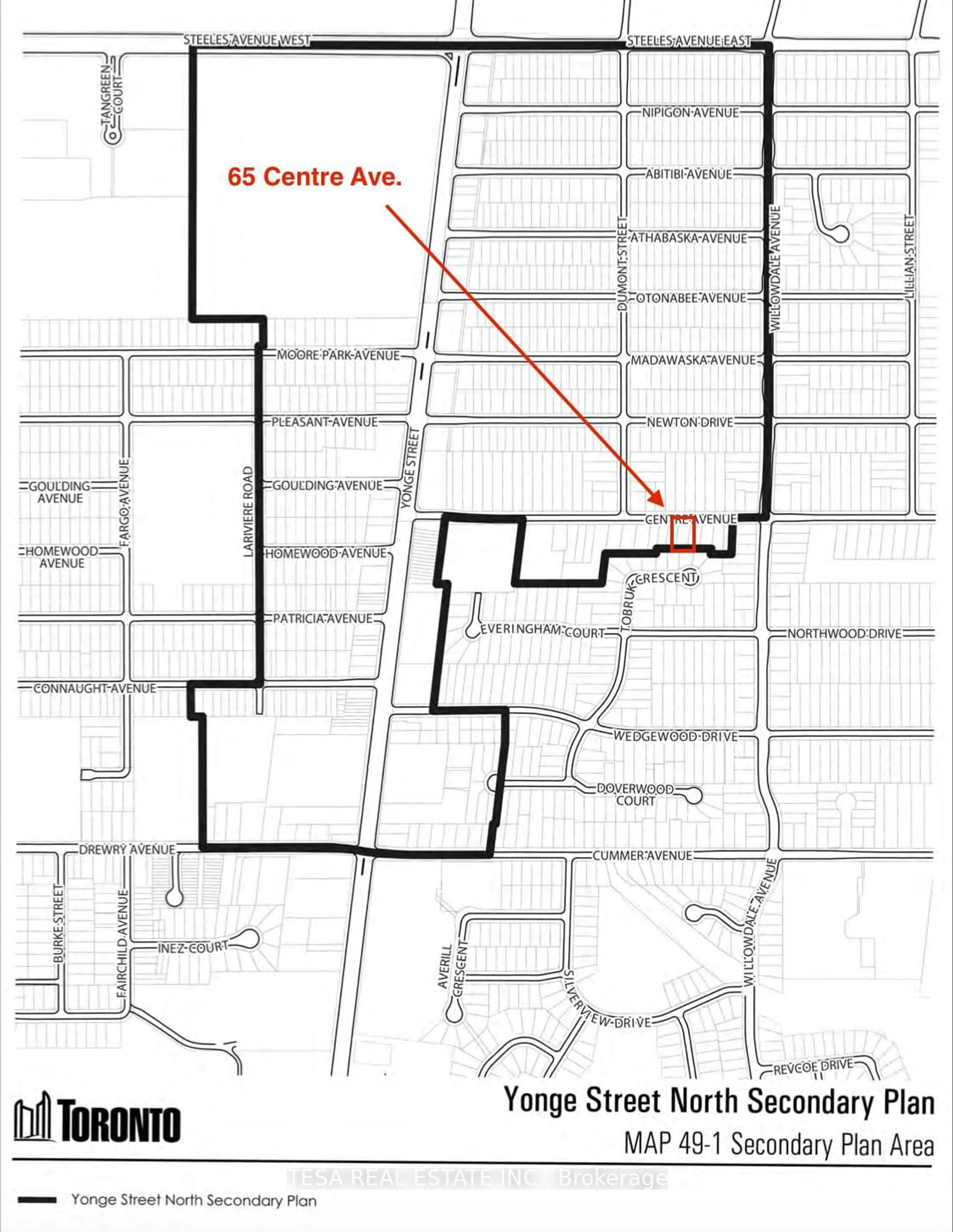 Picture of a map for 65 Centre Ave, Toronto Ontario M2M 2L4