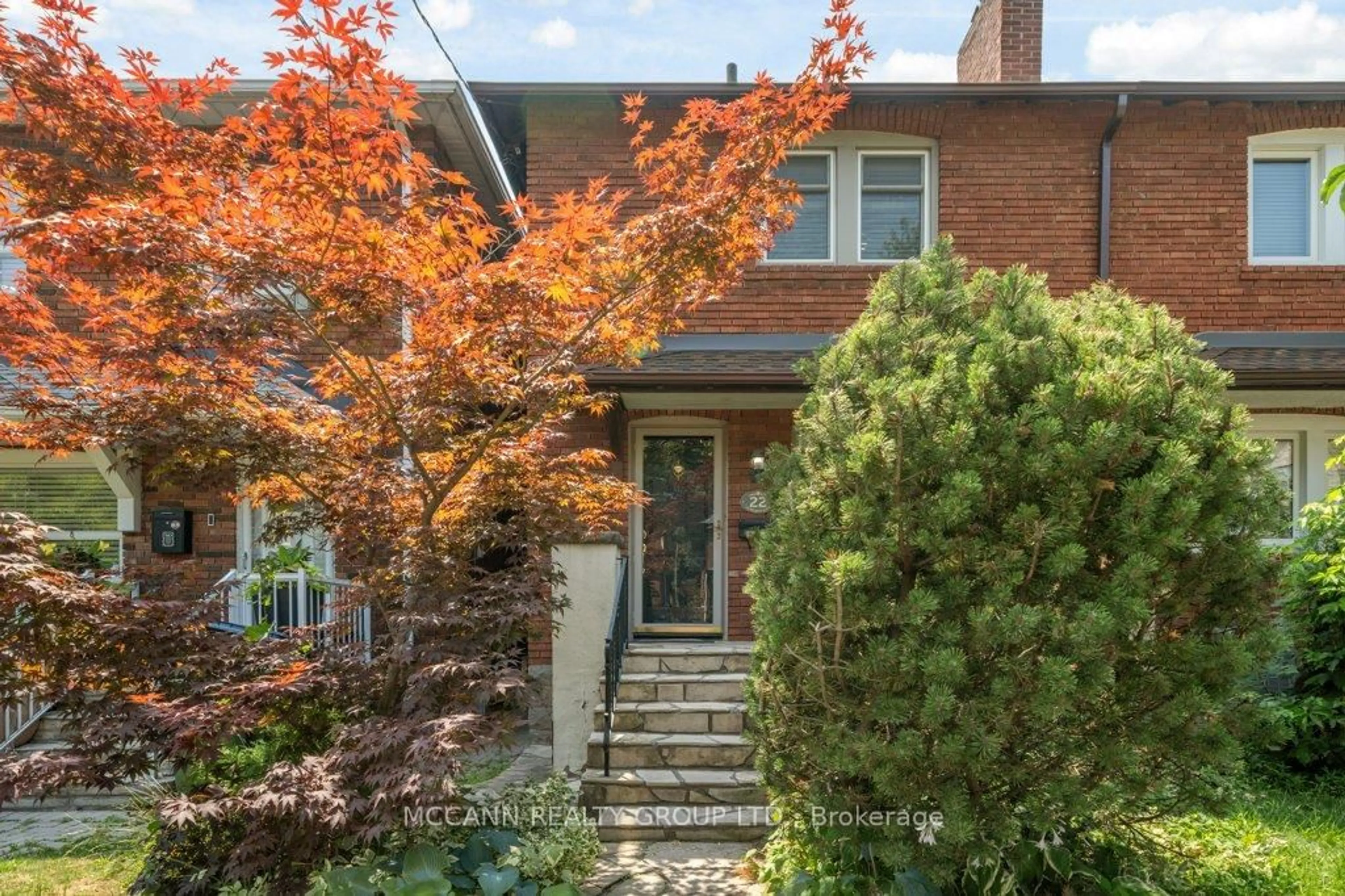 Home with brick exterior material, street for 22 Jedburgh Rd, Toronto Ontario M5M 3J6
