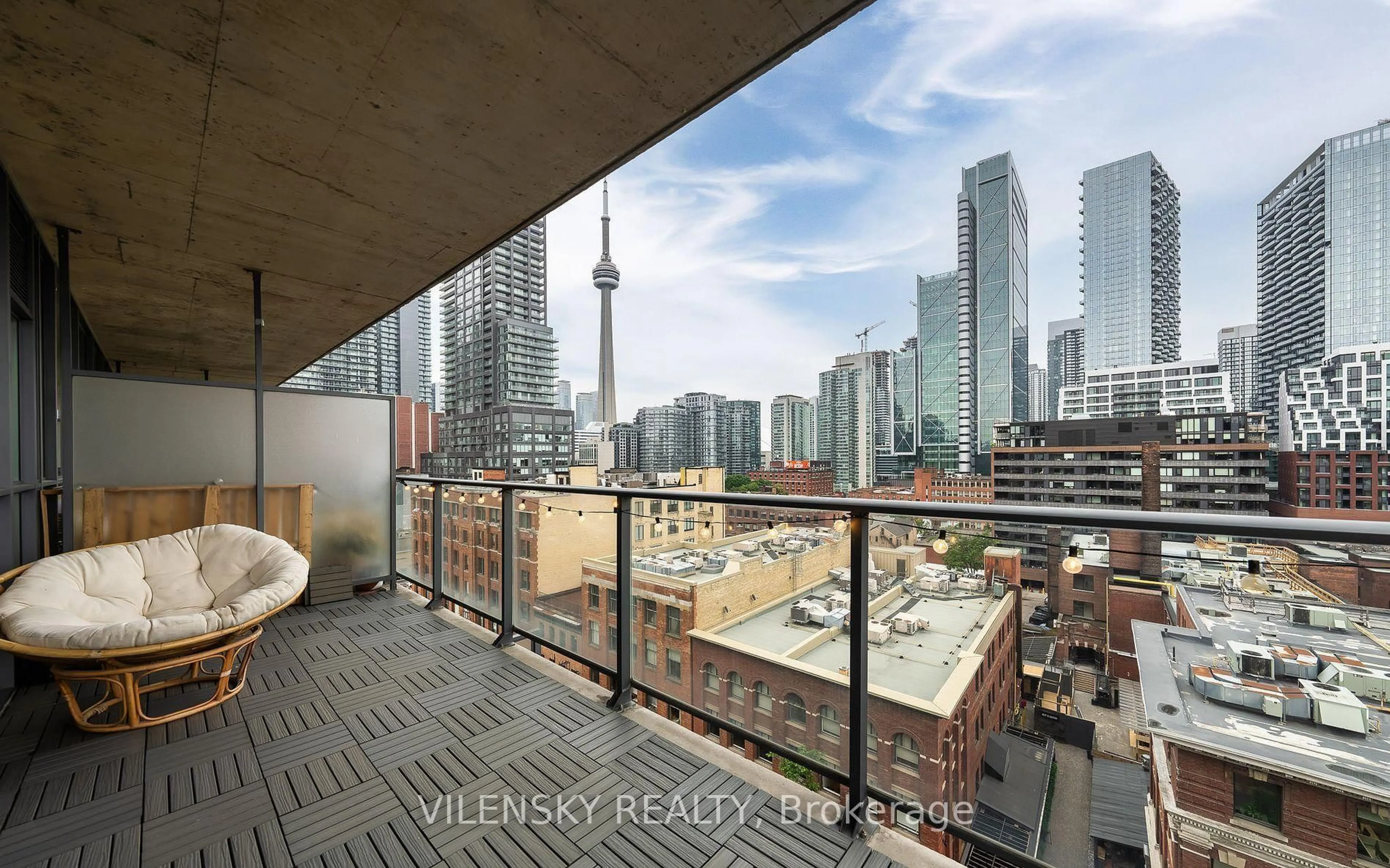 Balcony in the apartment, city buildings view from balcony for 478 King St #909, Toronto Ontario M5V 0A8