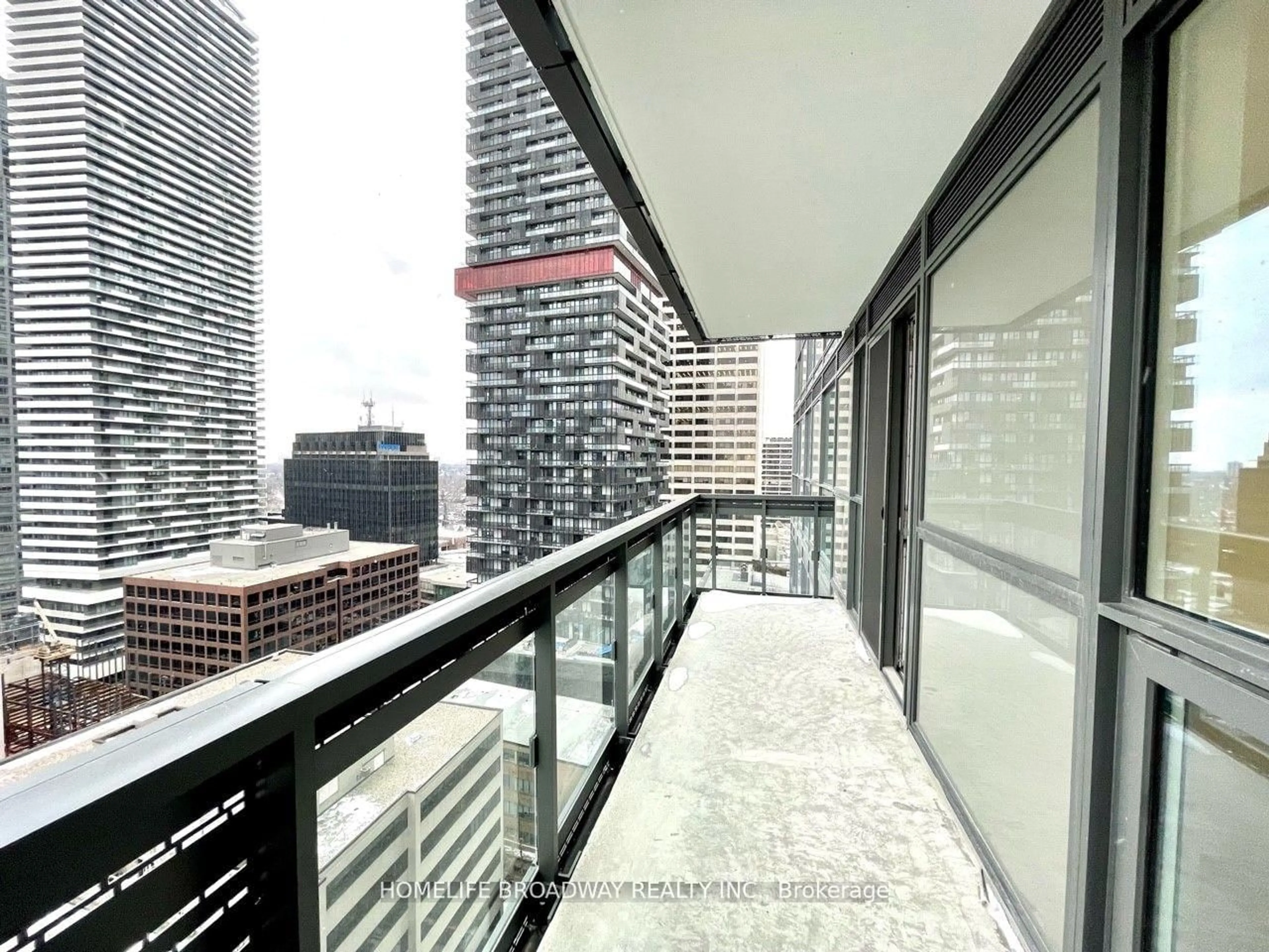 Balcony in the apartment, city buildings view from balcony for 39 Roehampton Ave #1504, Toronto Ontario M4P 0G1