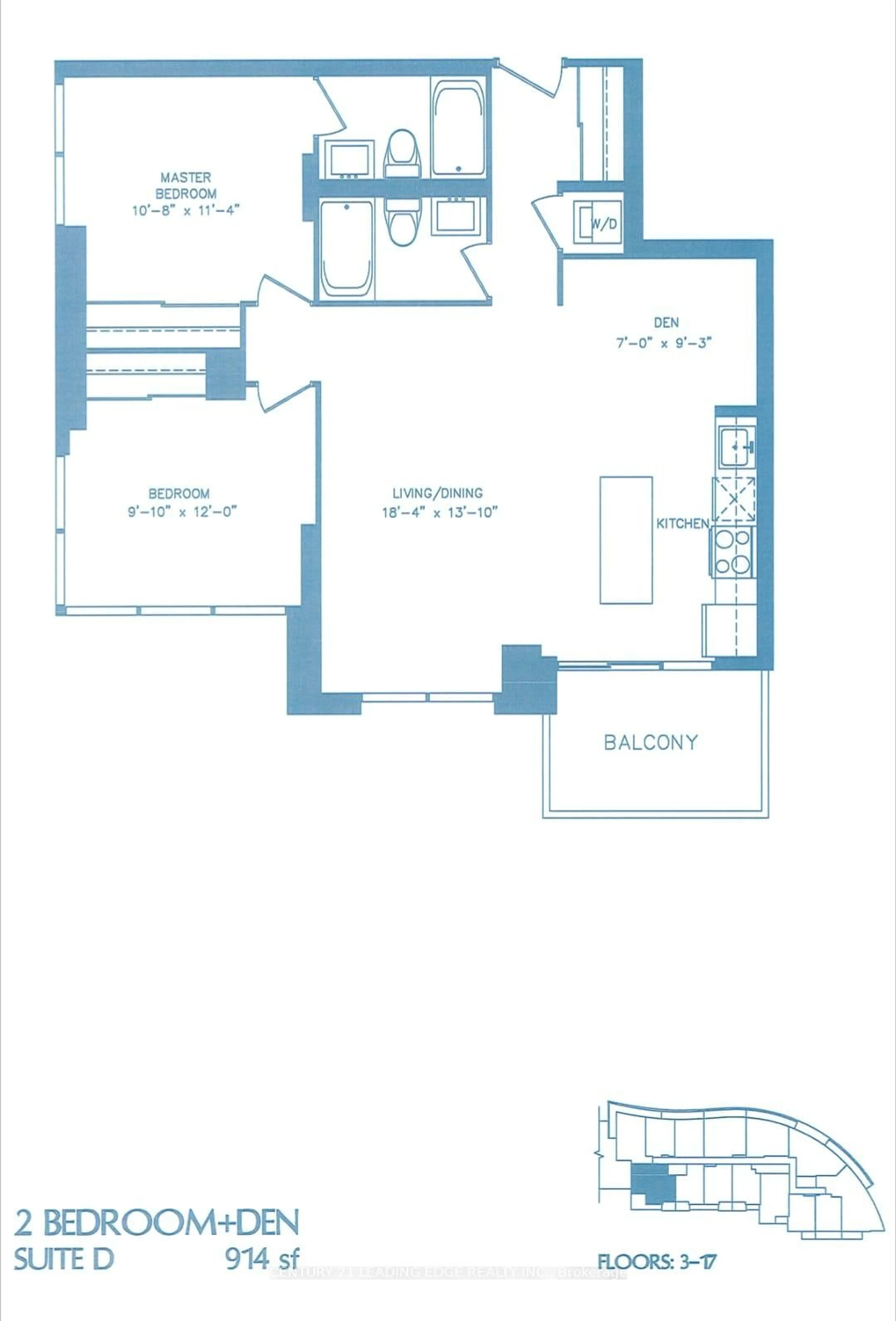 Floor plan for 35 Brian Peck Cres #914, Toronto Ontario M4G 0A5