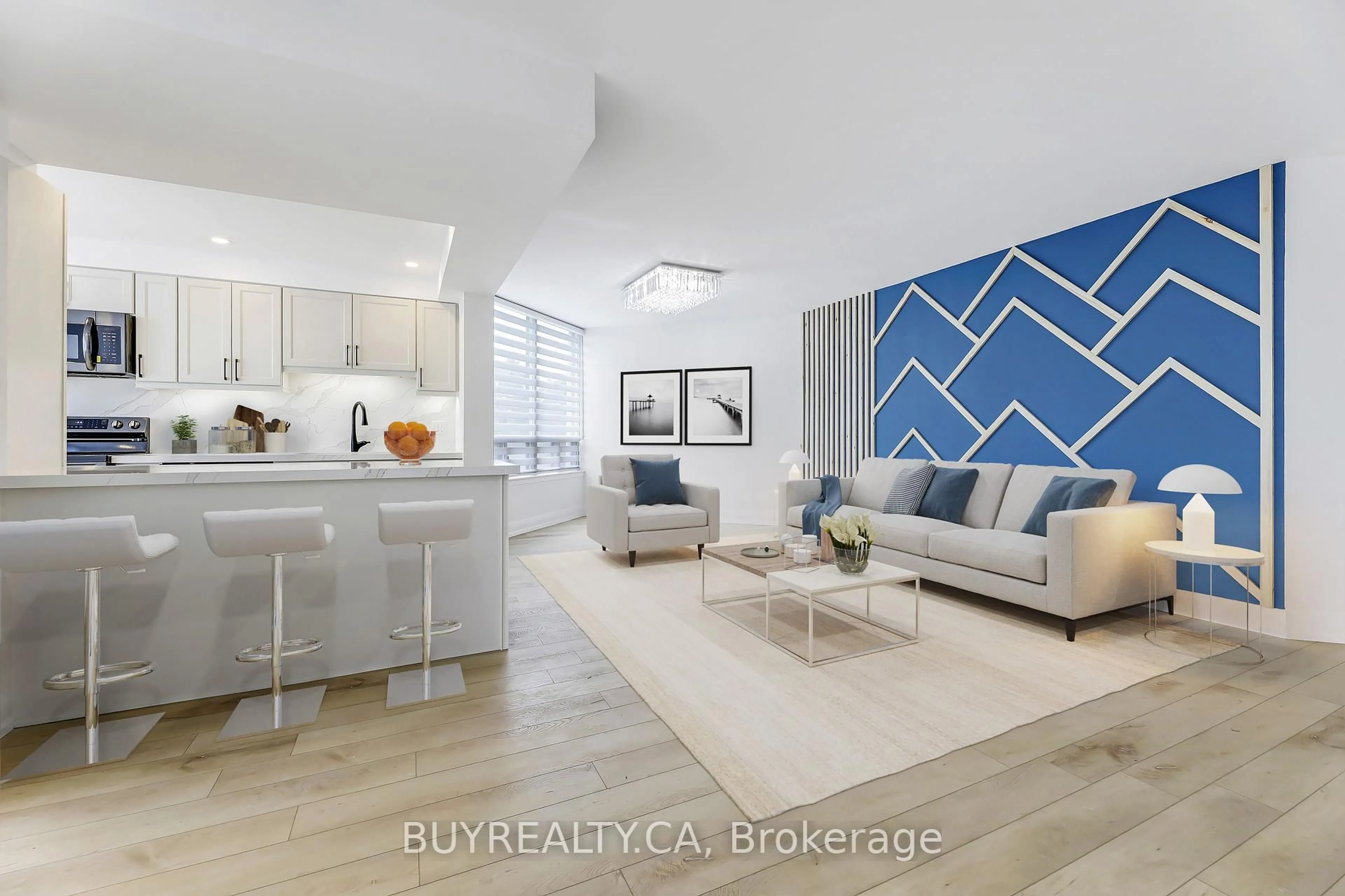 Living room with furniture, ceramic/tile floor for 1131 Steeles Ave #410, Toronto Ontario M2R 3W8