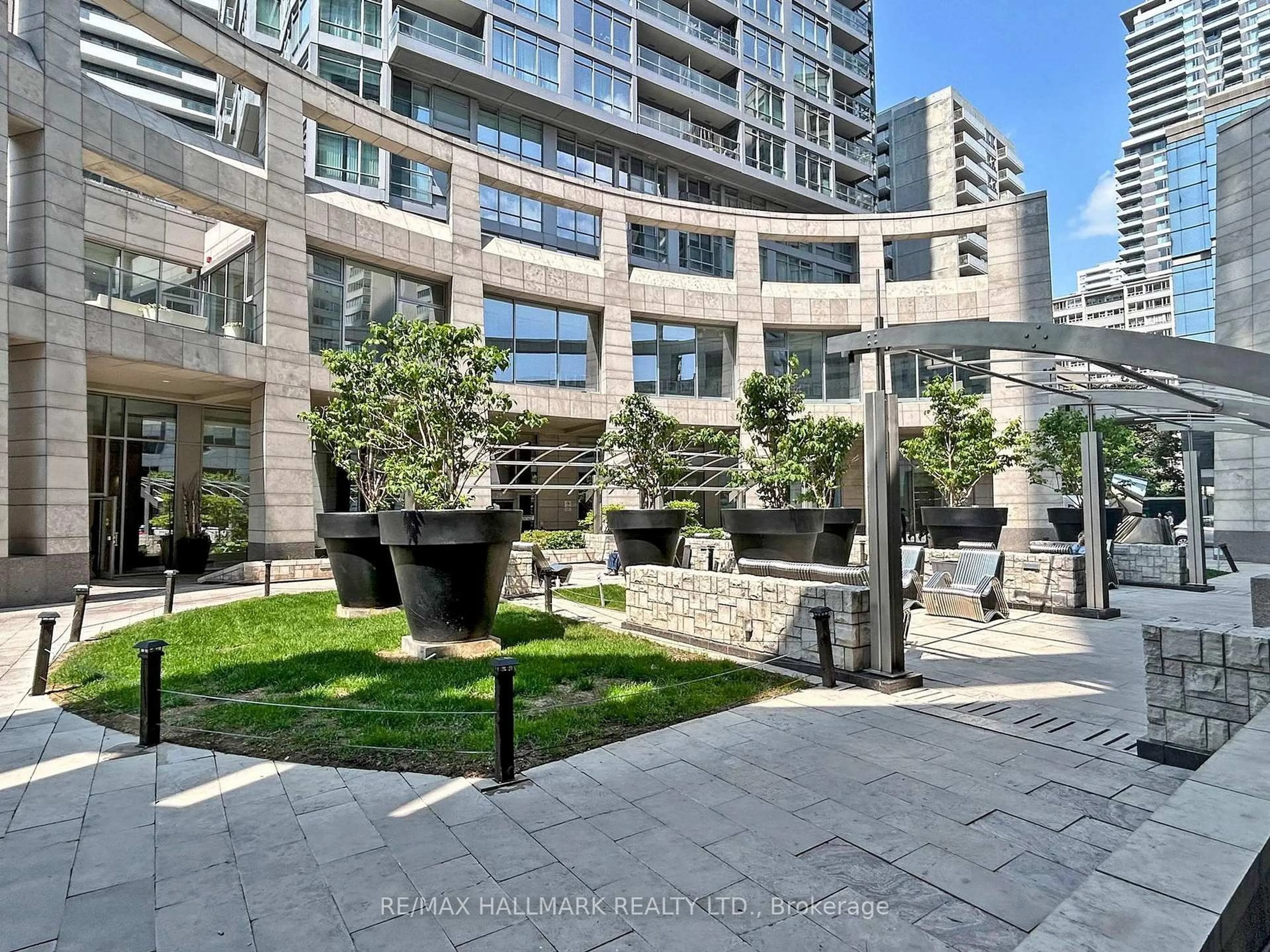 Patio, city buildings view from balcony for 2181 Yonge St #2605, Toronto Ontario M4S 3H7