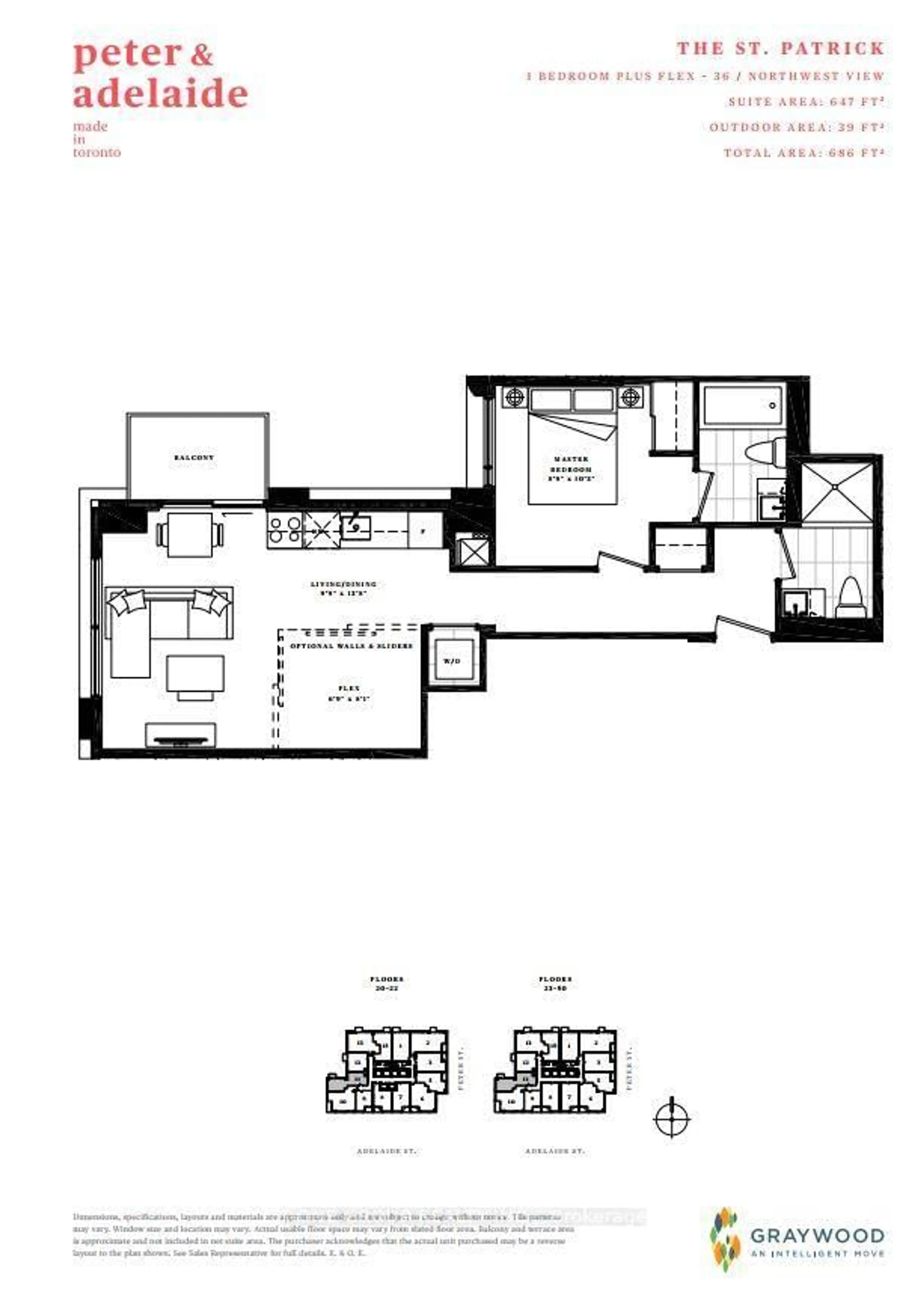 Floor plan for 108 Peter St #4311, Toronto Ontario M5V 0W2