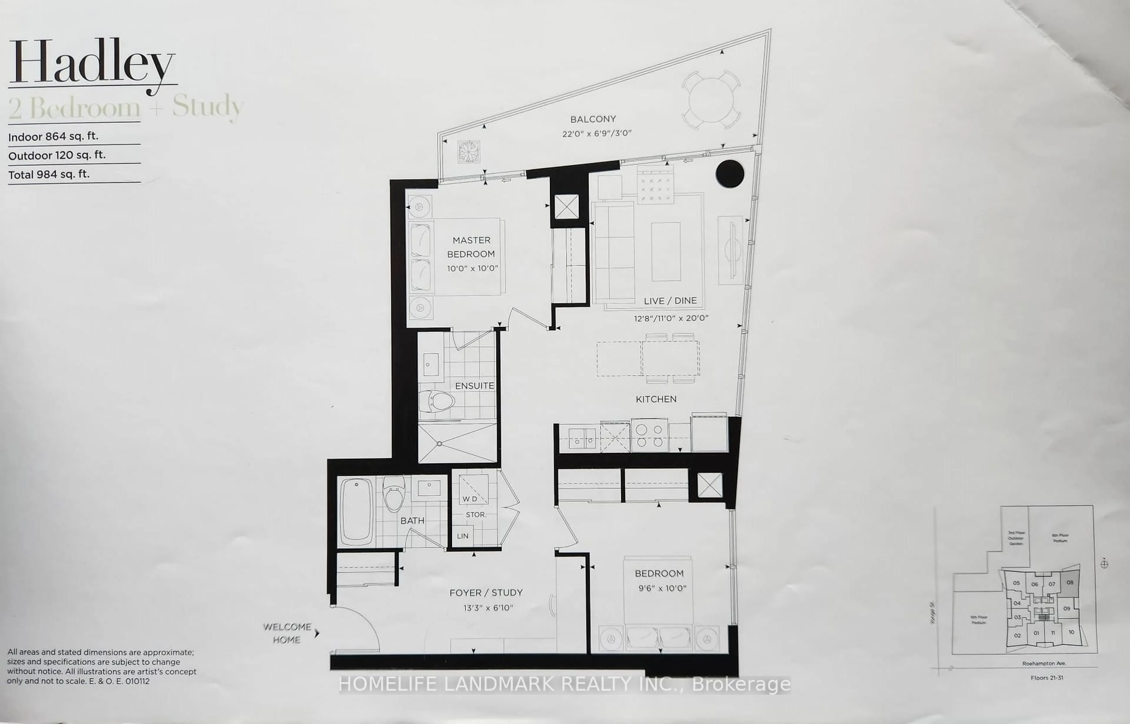 Floor plan for 30 Roehampton Ave #2108, Toronto Ontario M4P 1R2