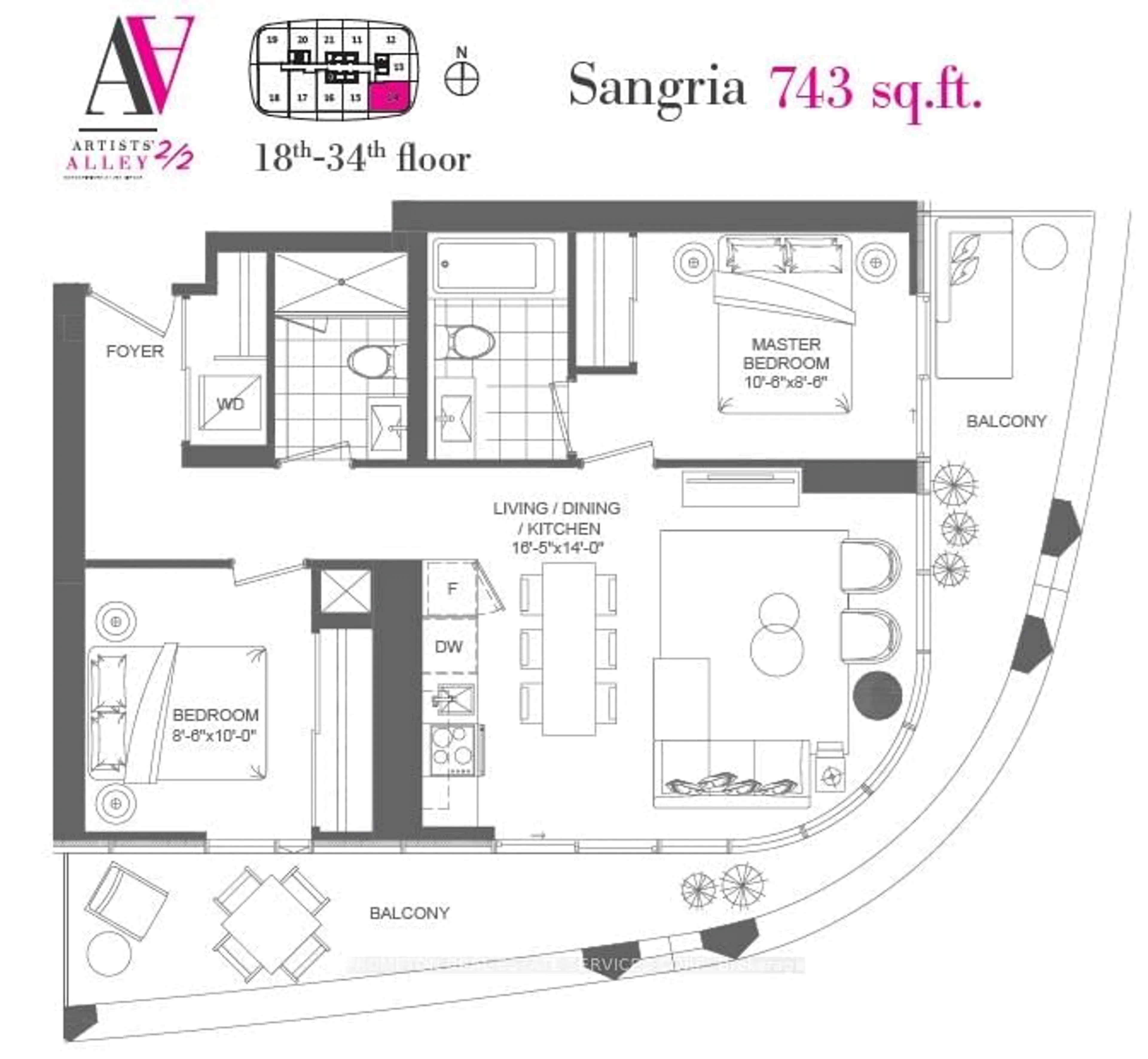 Floor plan for 230 Simcoe St #2714, Toronto Ontario M5T 0G7