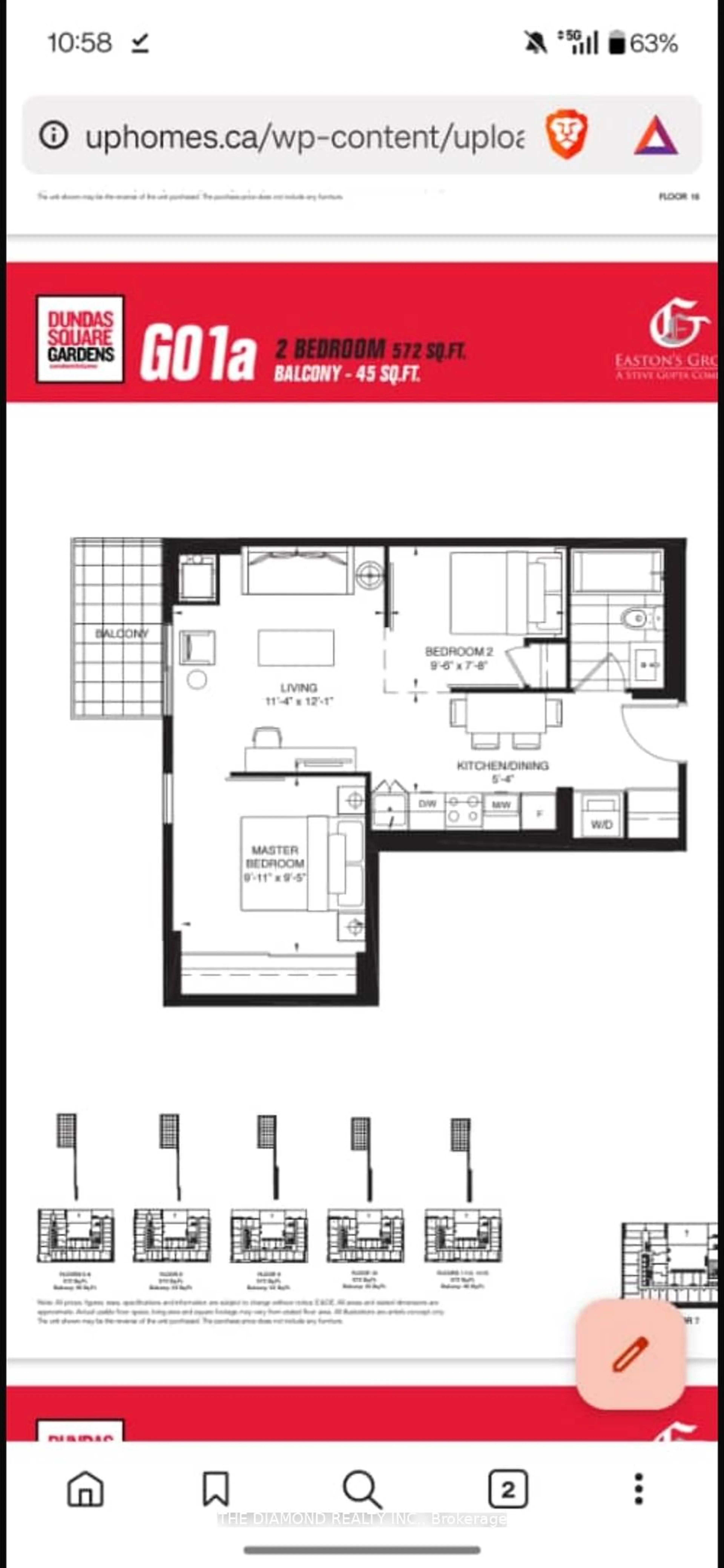 Floor plan for 251 Jarvis St #606, Toronto Ontario M5B 2C2