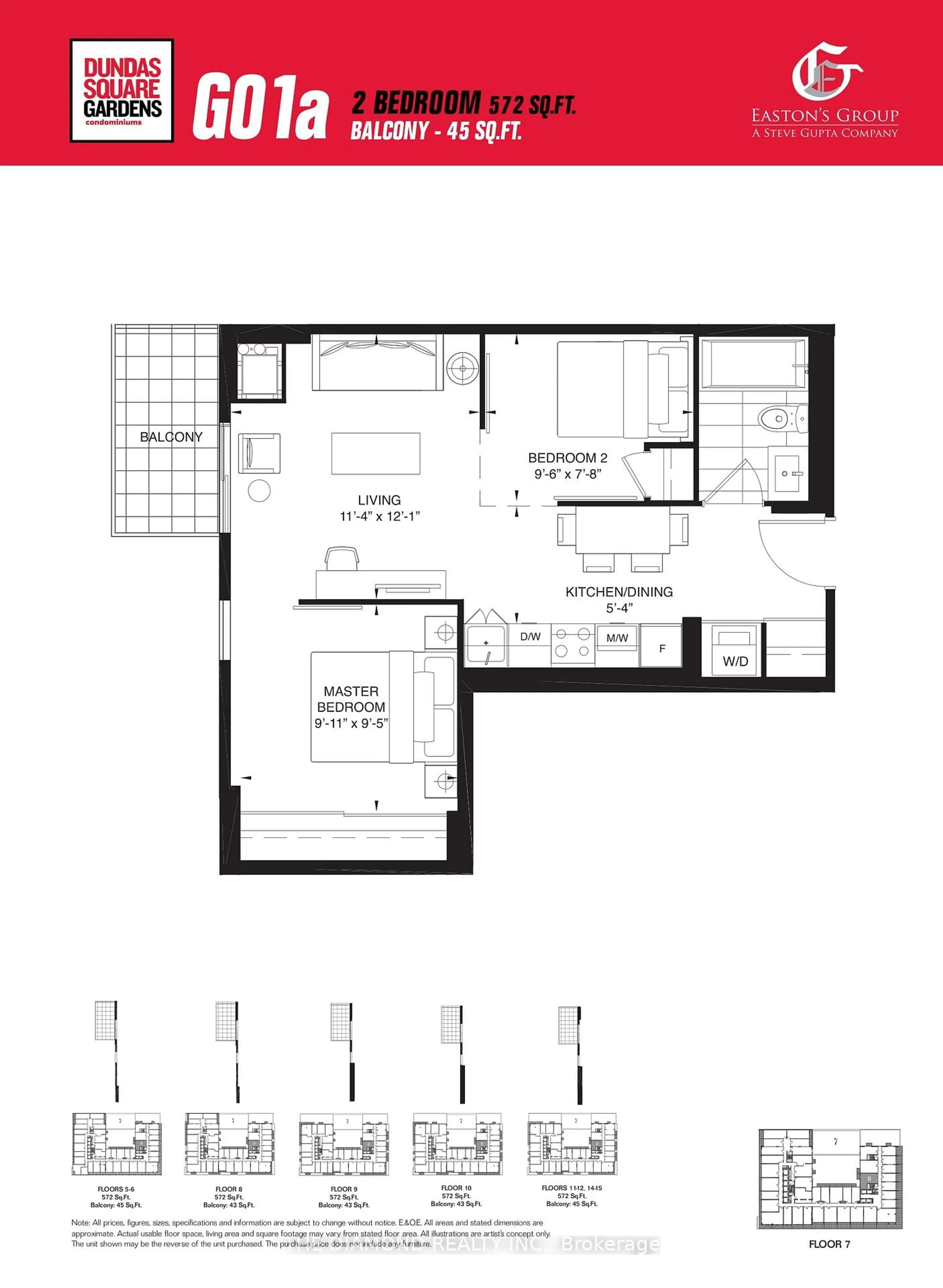 Floor plan for 251 Jarvis St #606, Toronto Ontario M5B 2C2