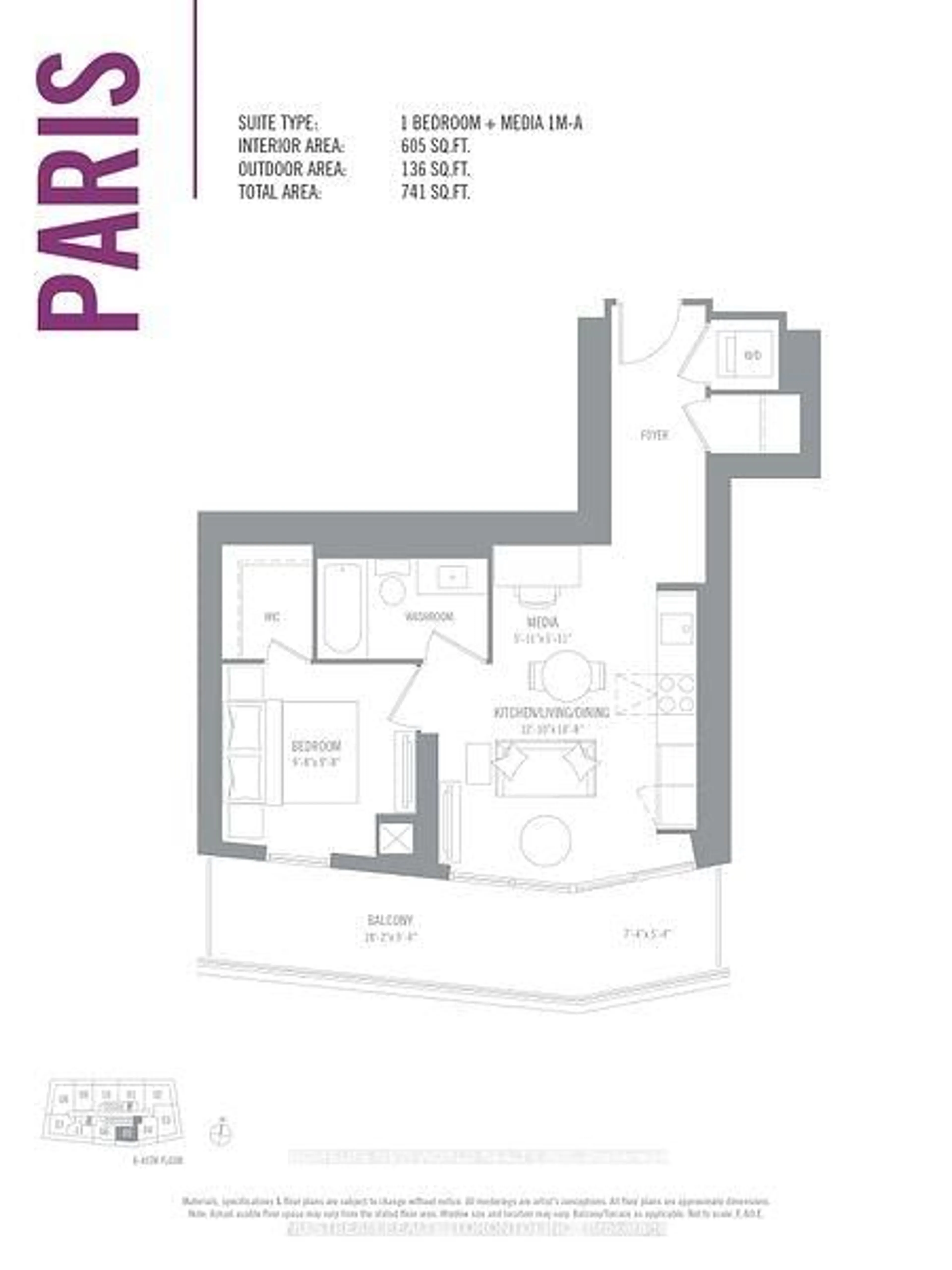 Floor plan for 2221 Yonge St #1905, Toronto Ontario M4S 2B4