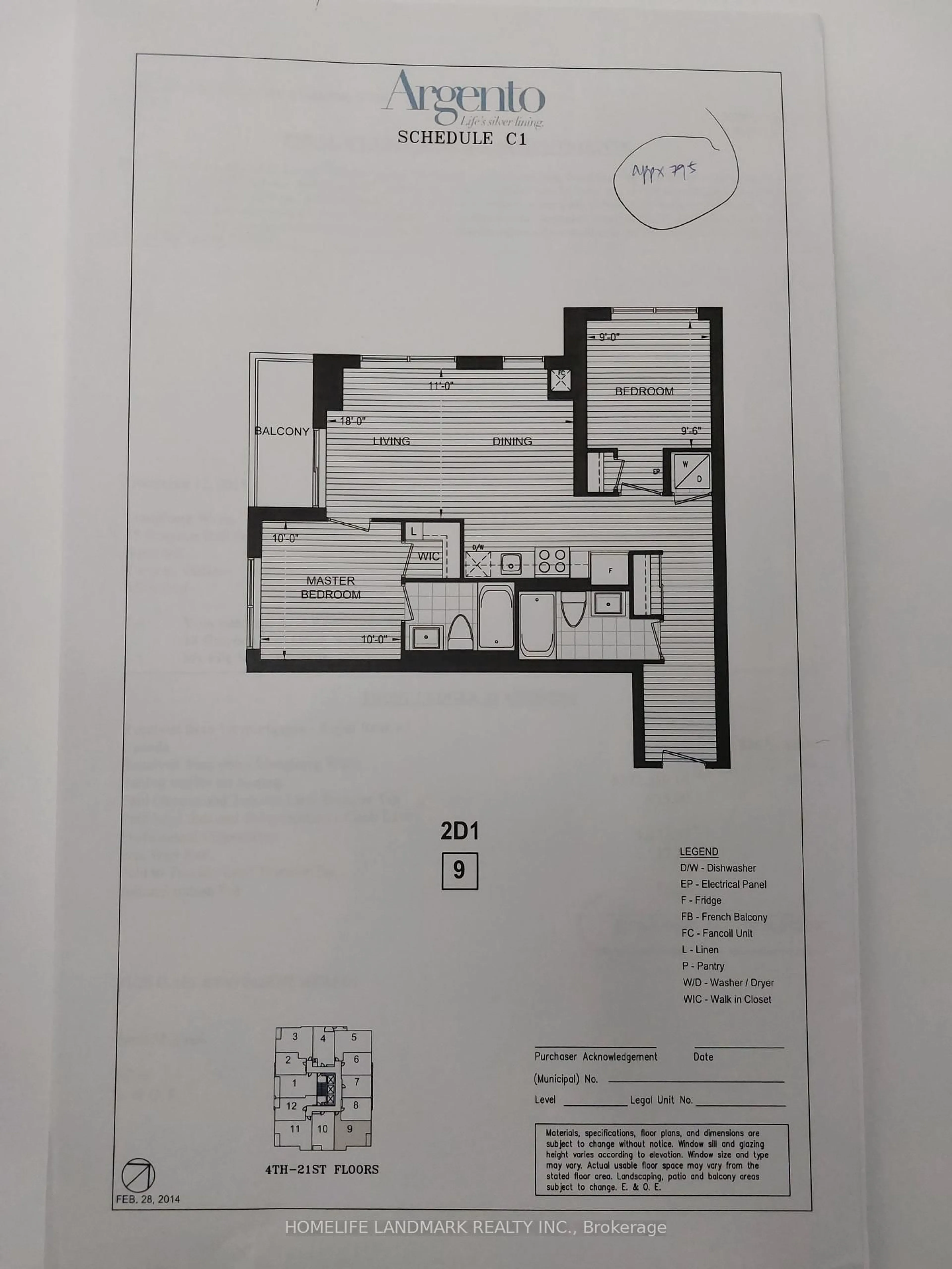 Floor plan for 18 Graydon Hall Dr #609, Toronto Ontario M3A 0A4