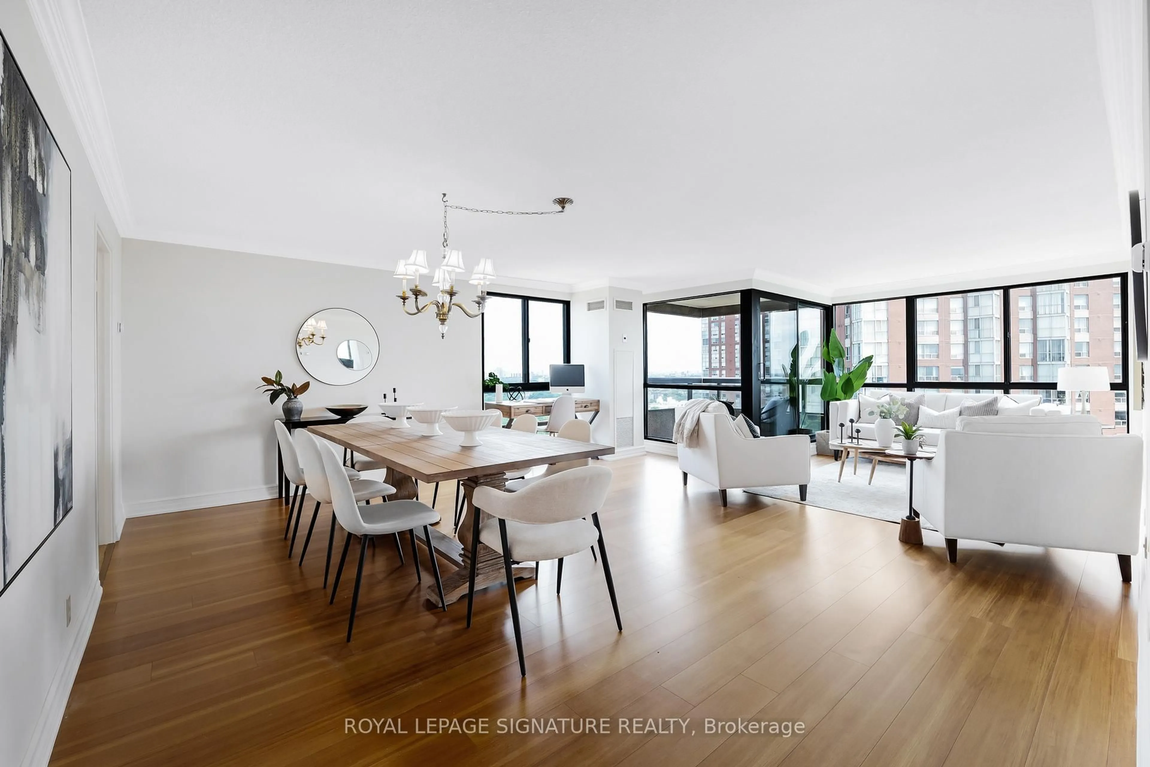 Dining room, wood/laminate floor for 3 Concorde Pl #3003, Toronto Ontario M3C 3K6