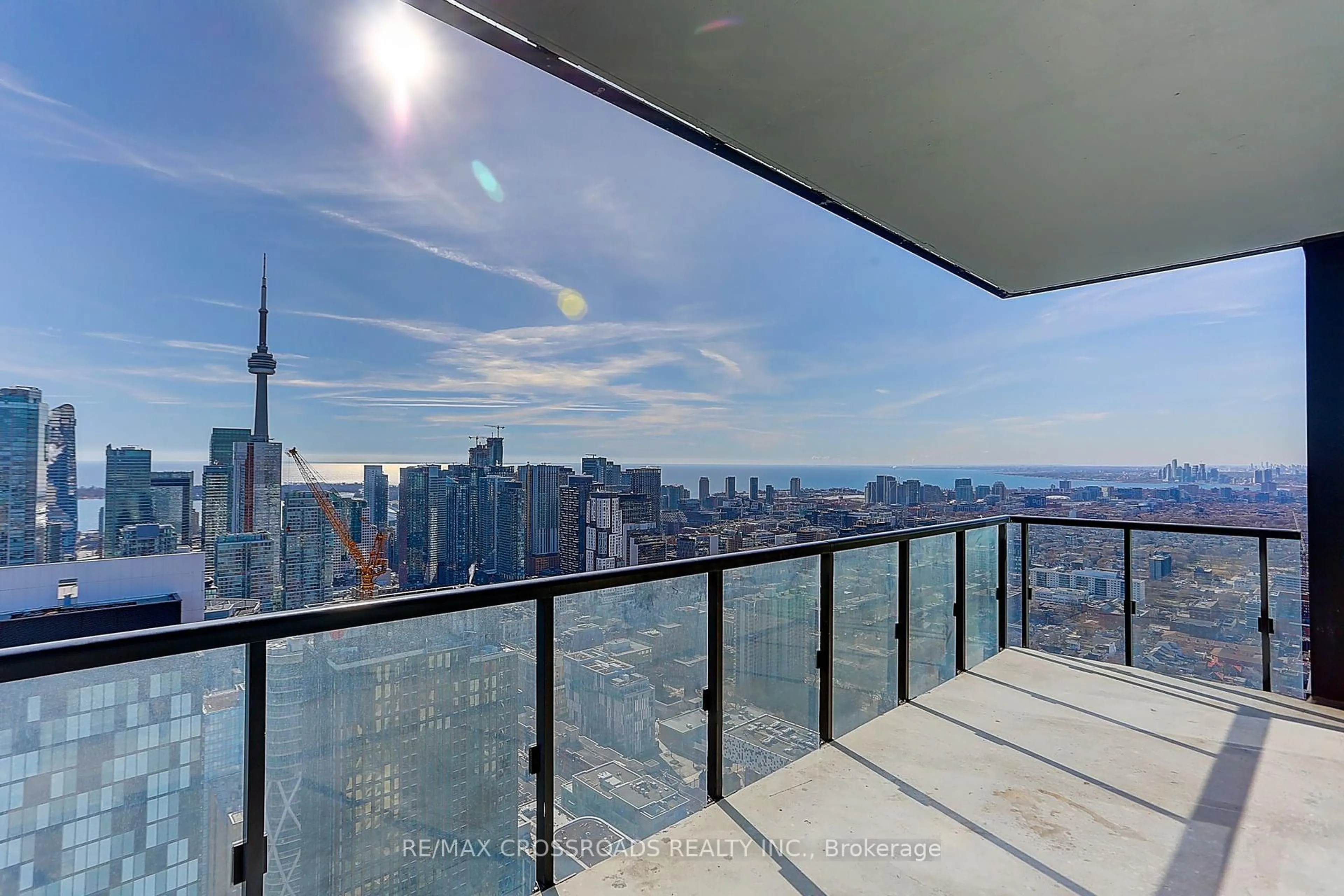 Balcony in the apartment, city buildings view from balcony for 488 University Ave #4310, Toronto Ontario M5G 0C1