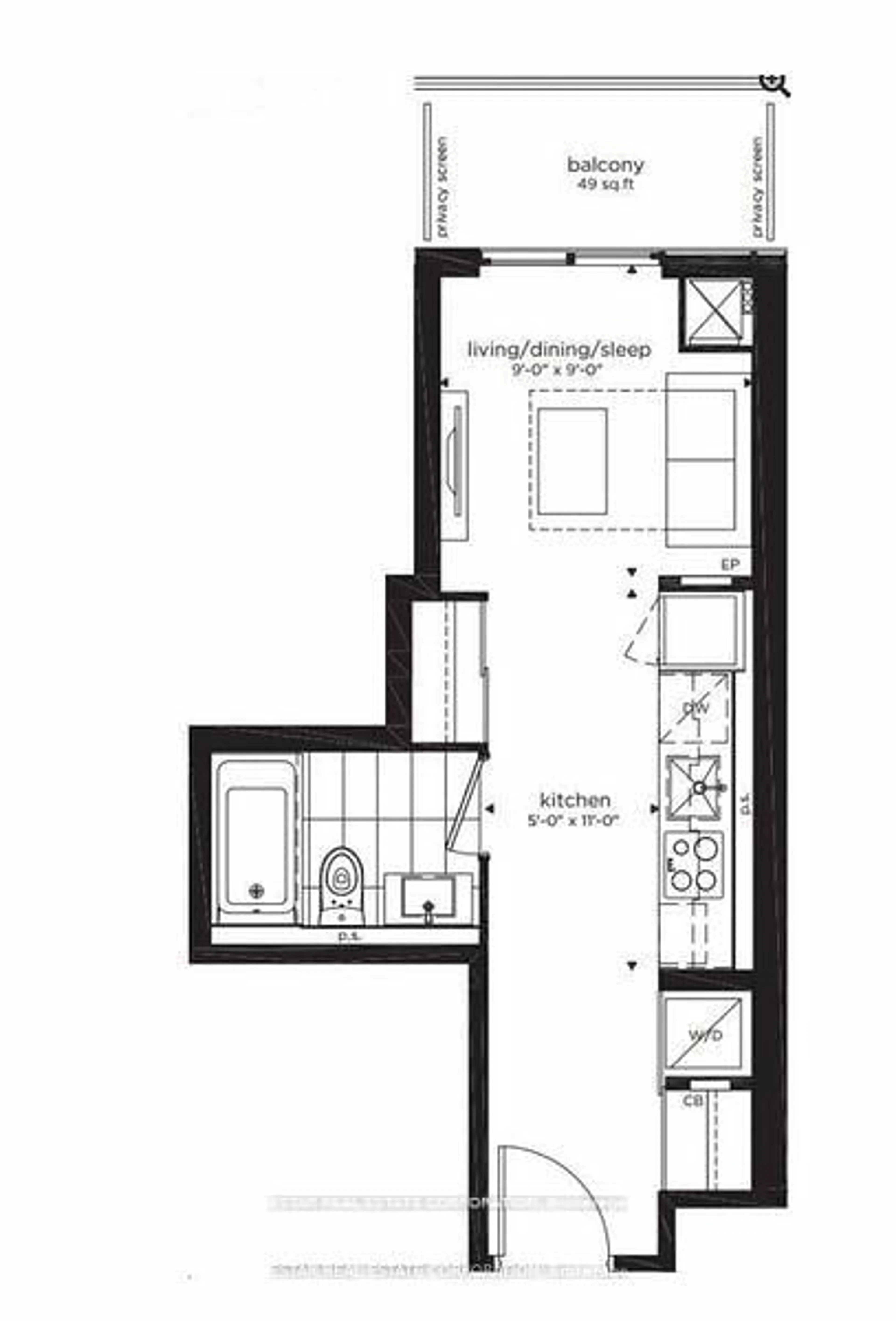 Floor plan for 195 Redpath Ave #1607, Toronto Ontario M4P 0E4