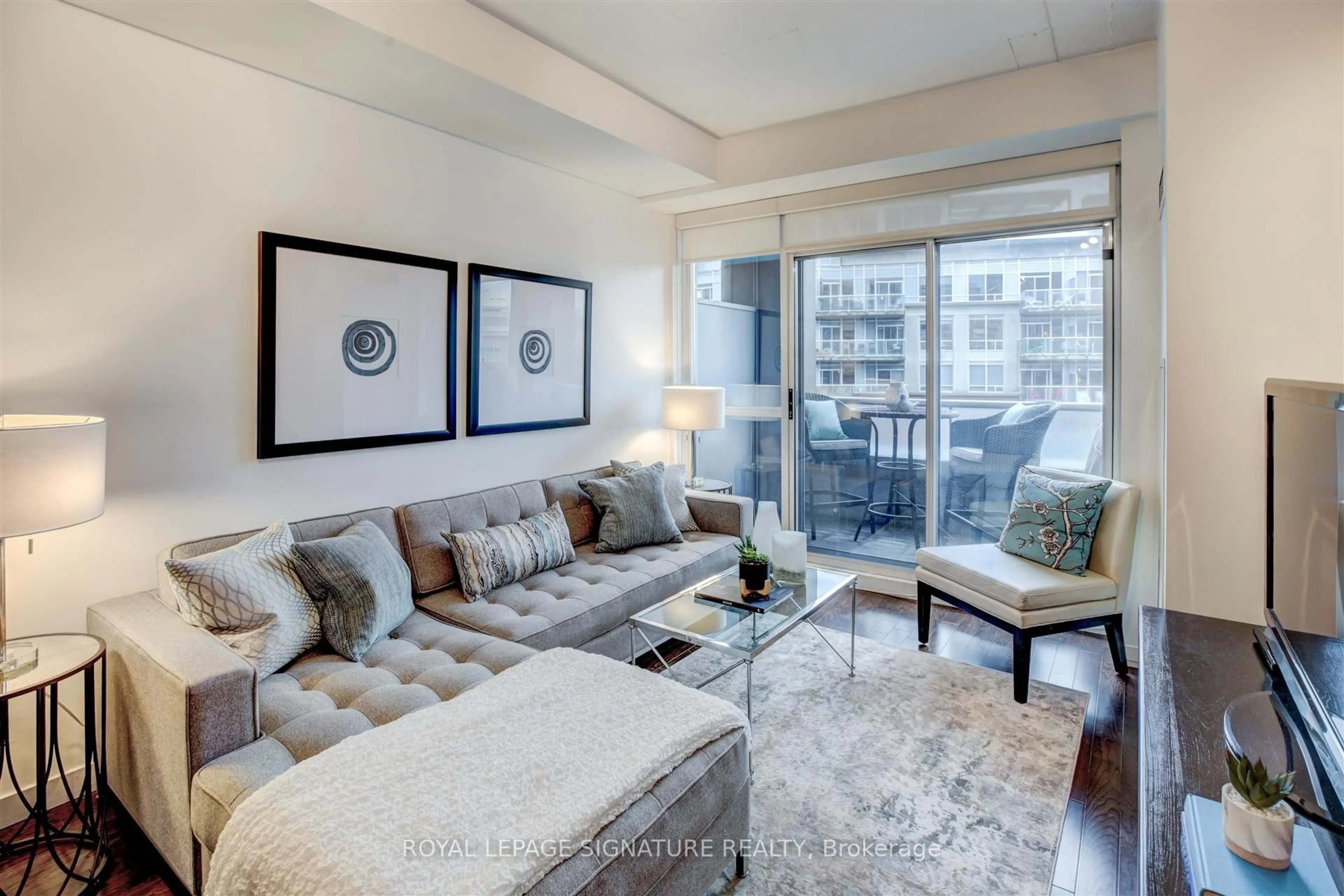 Living room with furniture, unknown for 1 Shaw St #705, Toronto Ontario M6K 0A1