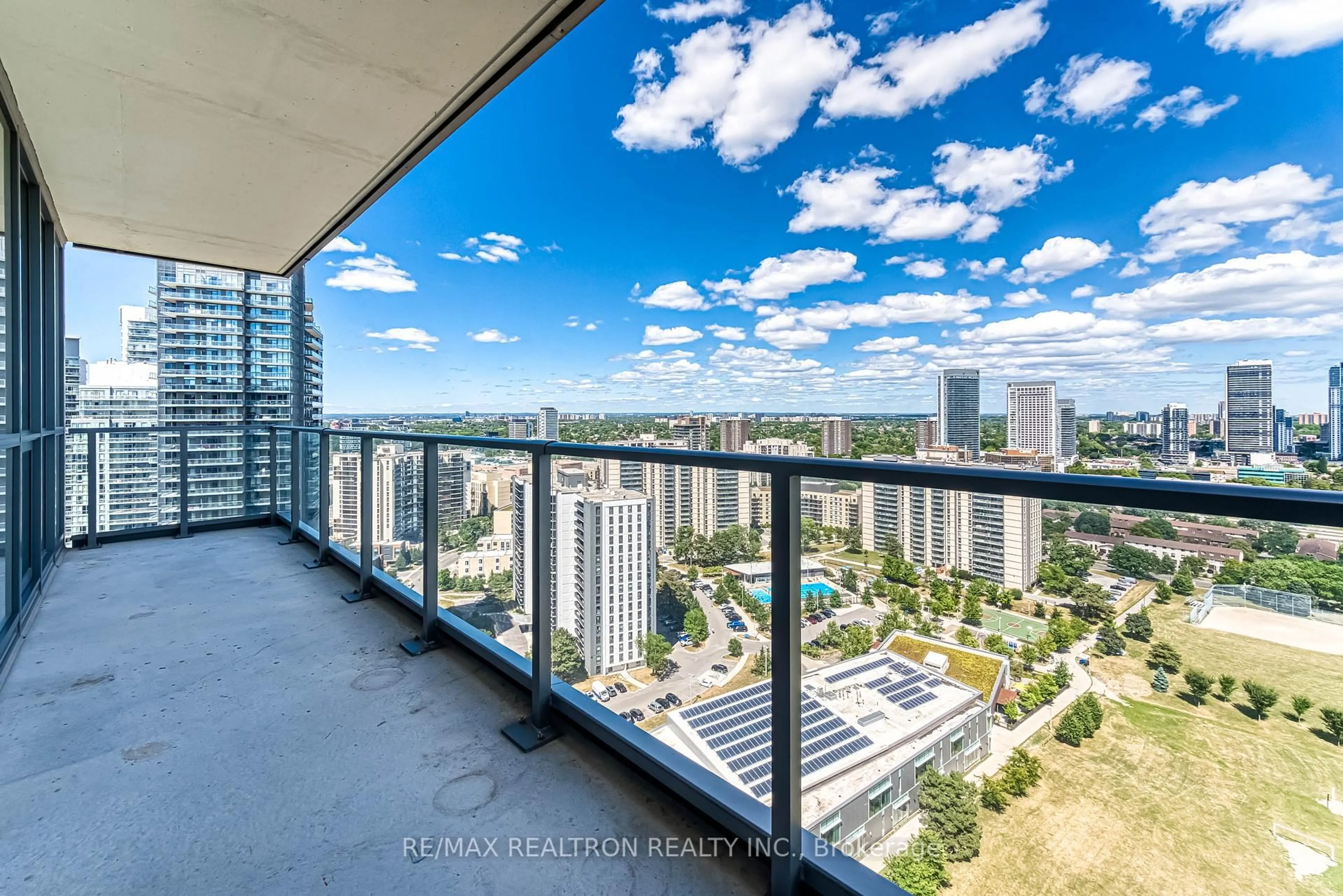 Balcony in the apartment, city buildings view from balcony for 32 Forest Manor Rd #2305, Toronto Ontario M2J 1M1