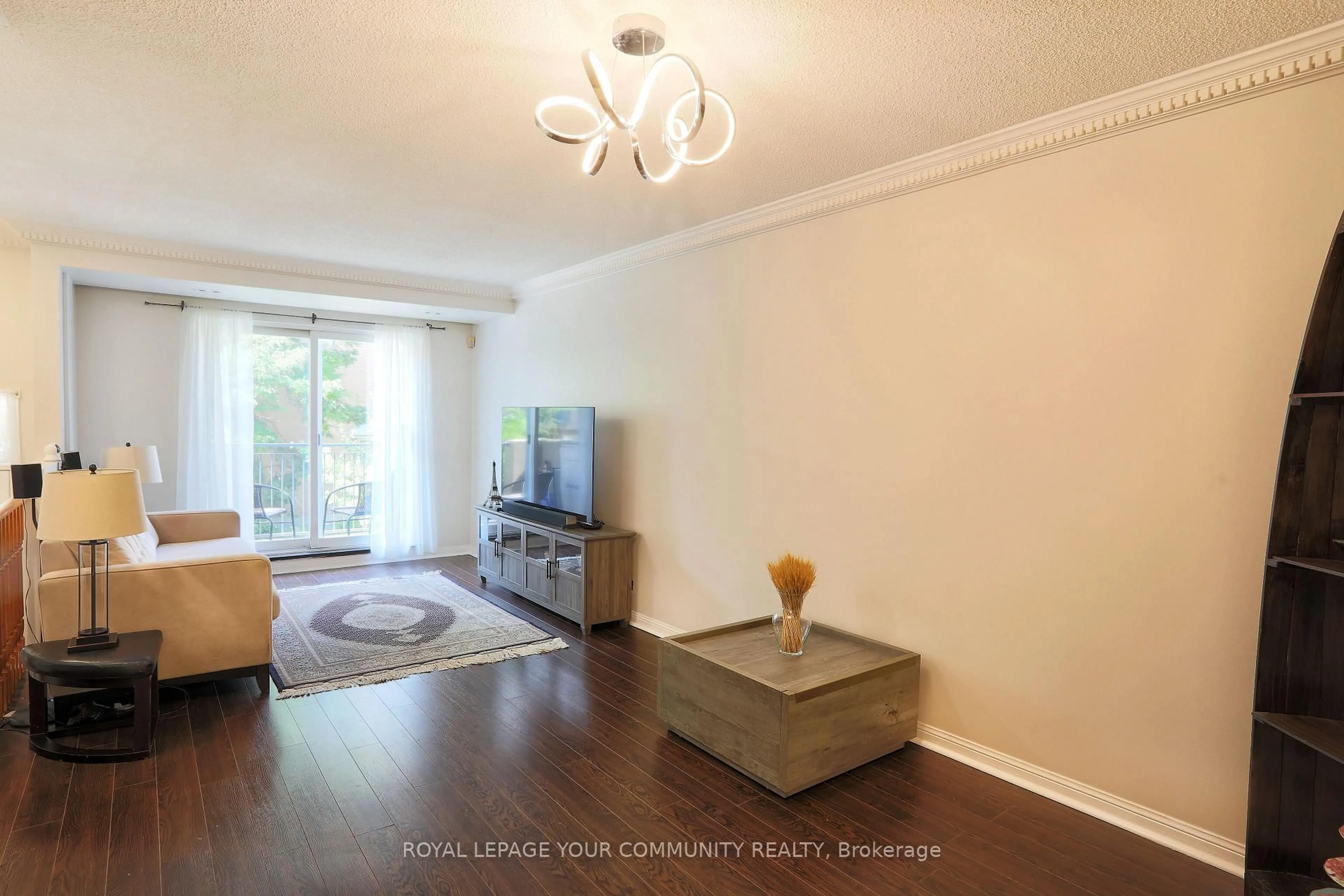 Living room with furniture, wood/laminate floor for 28 Sommerset Gate #1213, Toronto Ontario M2N 6W7