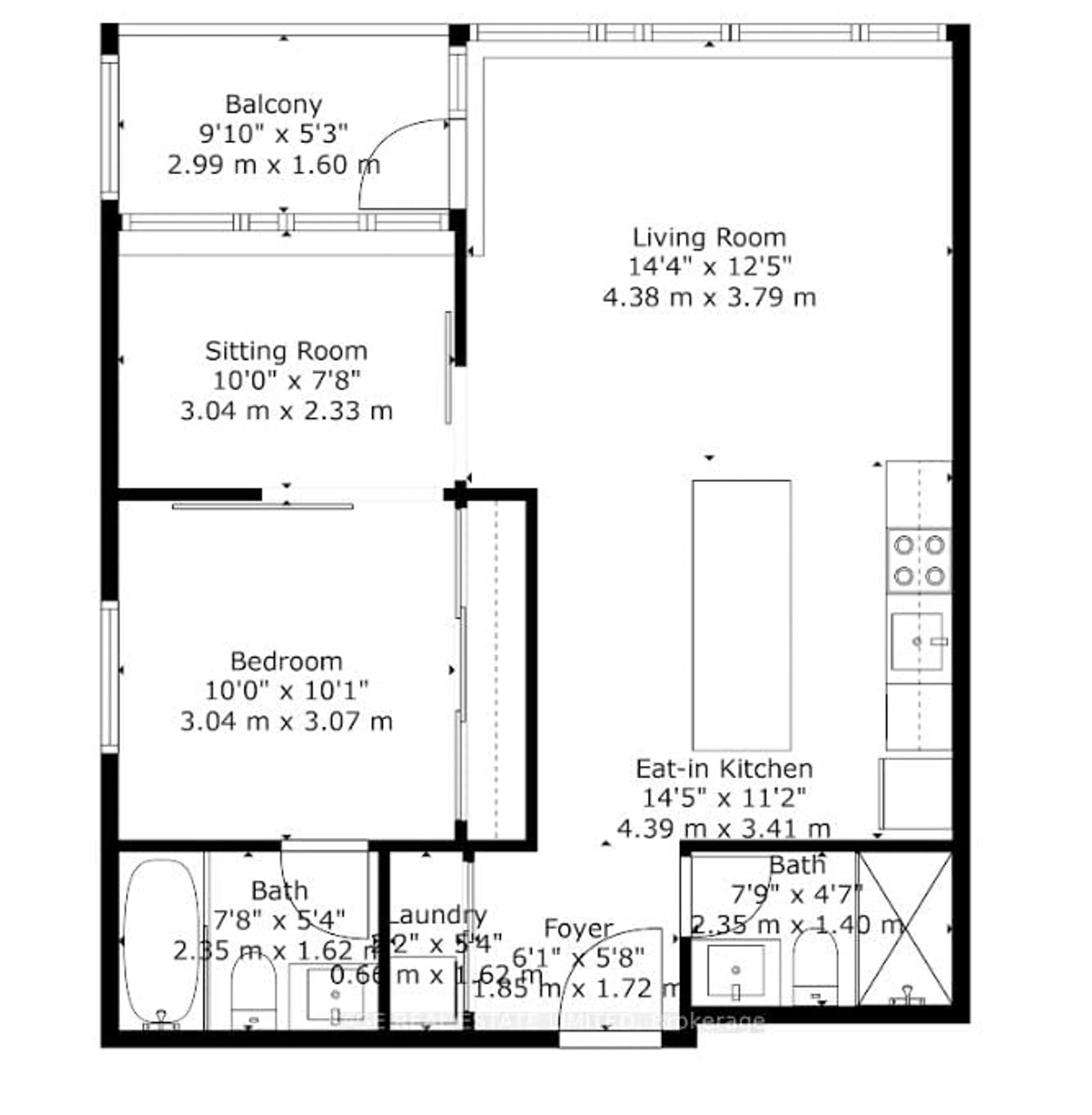 Floor plan for 8 Charlotte St #3104, Toronto Ontario M5V 0K4