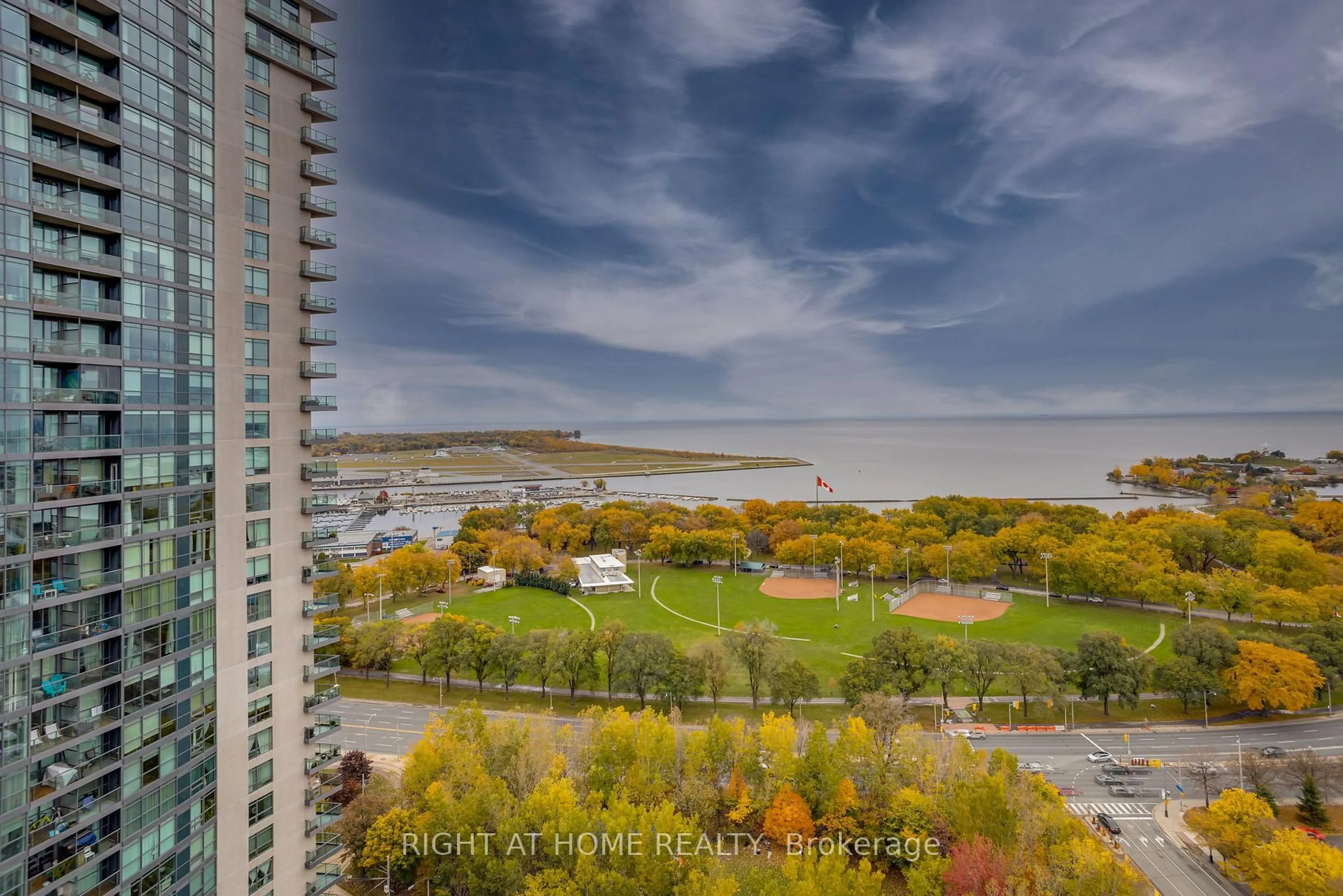 A pic from outside/outdoor area/front of a property/back of a property/a pic from drone, water/lake/river/ocean view for 231 Fort York Blvd #2603, Toronto Ontario M5V 1B2