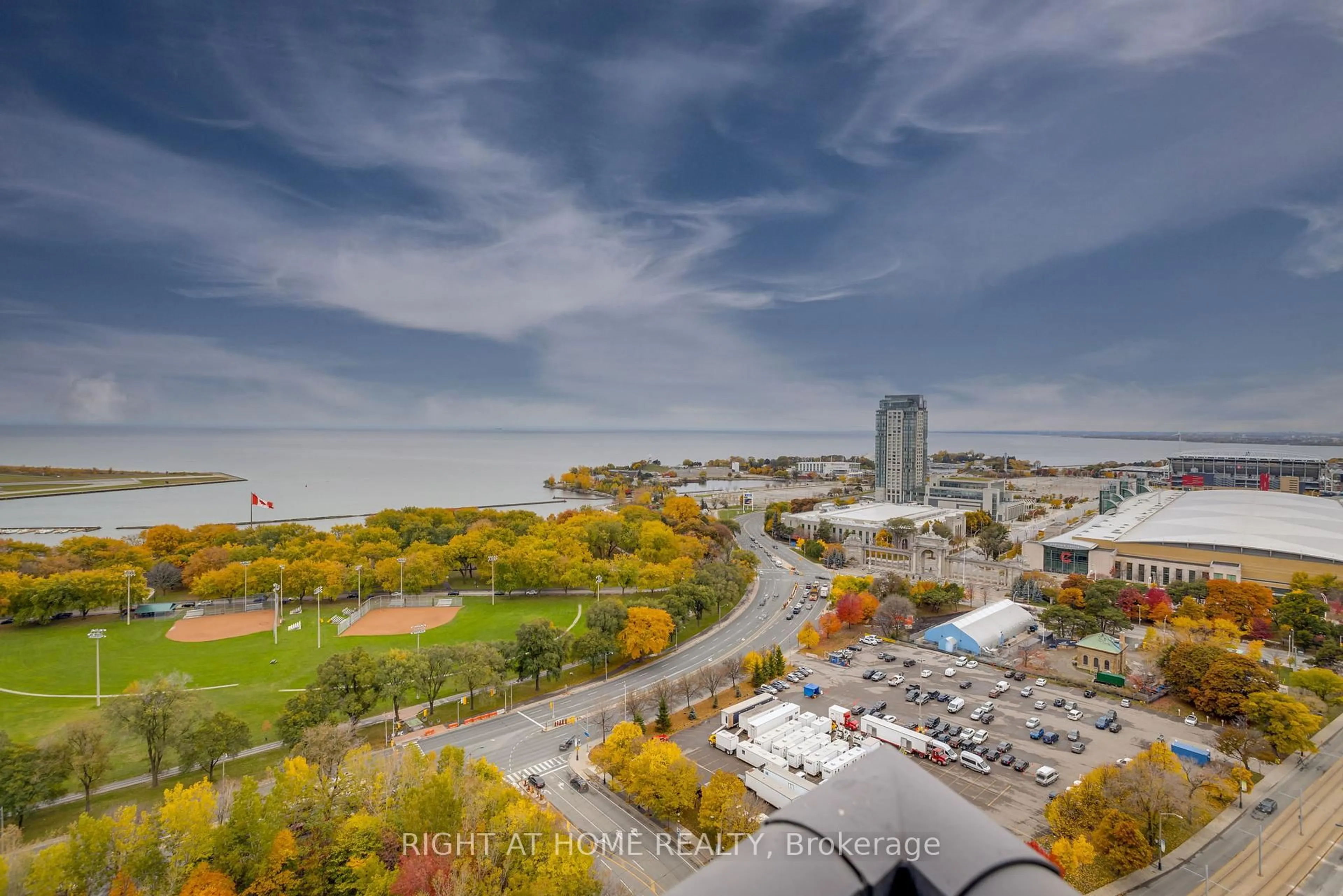 A pic from outside/outdoor area/front of a property/back of a property/a pic from drone, water/lake/river/ocean view for 231 Fort York Blvd #2603, Toronto Ontario M5V 1B2