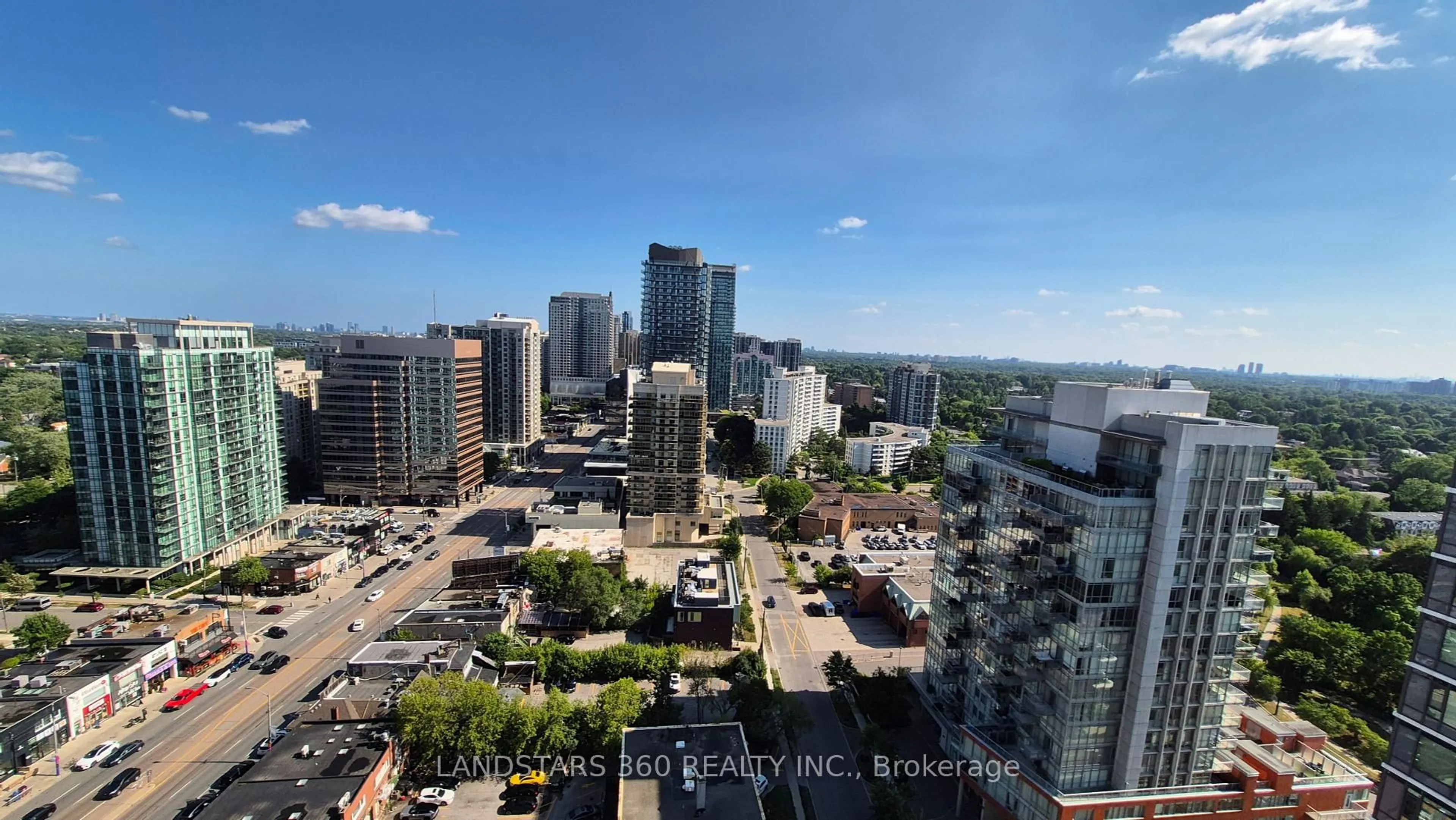 A pic from outside/outdoor area/front of a property/back of a property/a pic from drone, city buildings view from balcony for 75 Canterbury Pl #2506, Toronto Ontario M2N 0L2