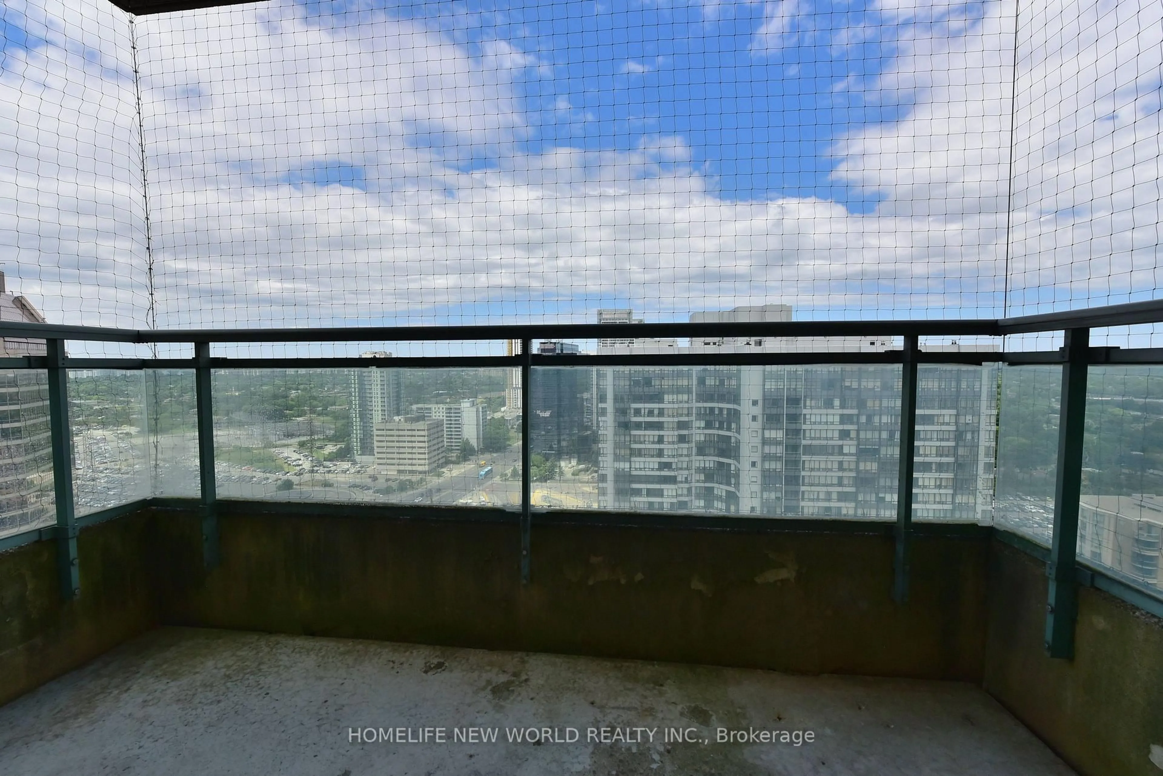 Balcony in the apartment, city buildings view from balcony for 1 Pemberton Ave #2702, Toronto Ontario M2M 4L9