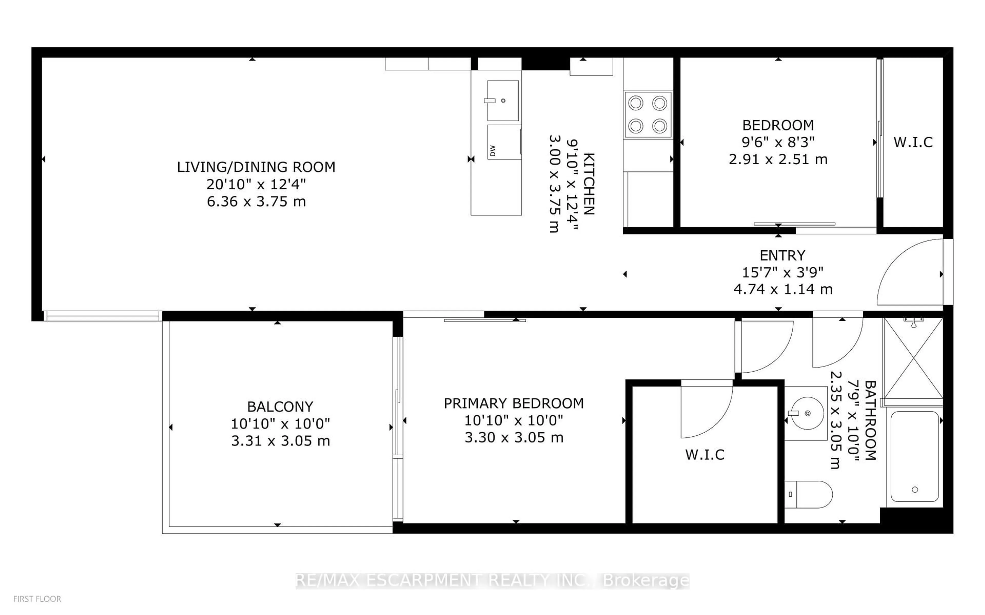 Floor plan for 75 Portland St #428, Toronto Ontario M5V 2M9