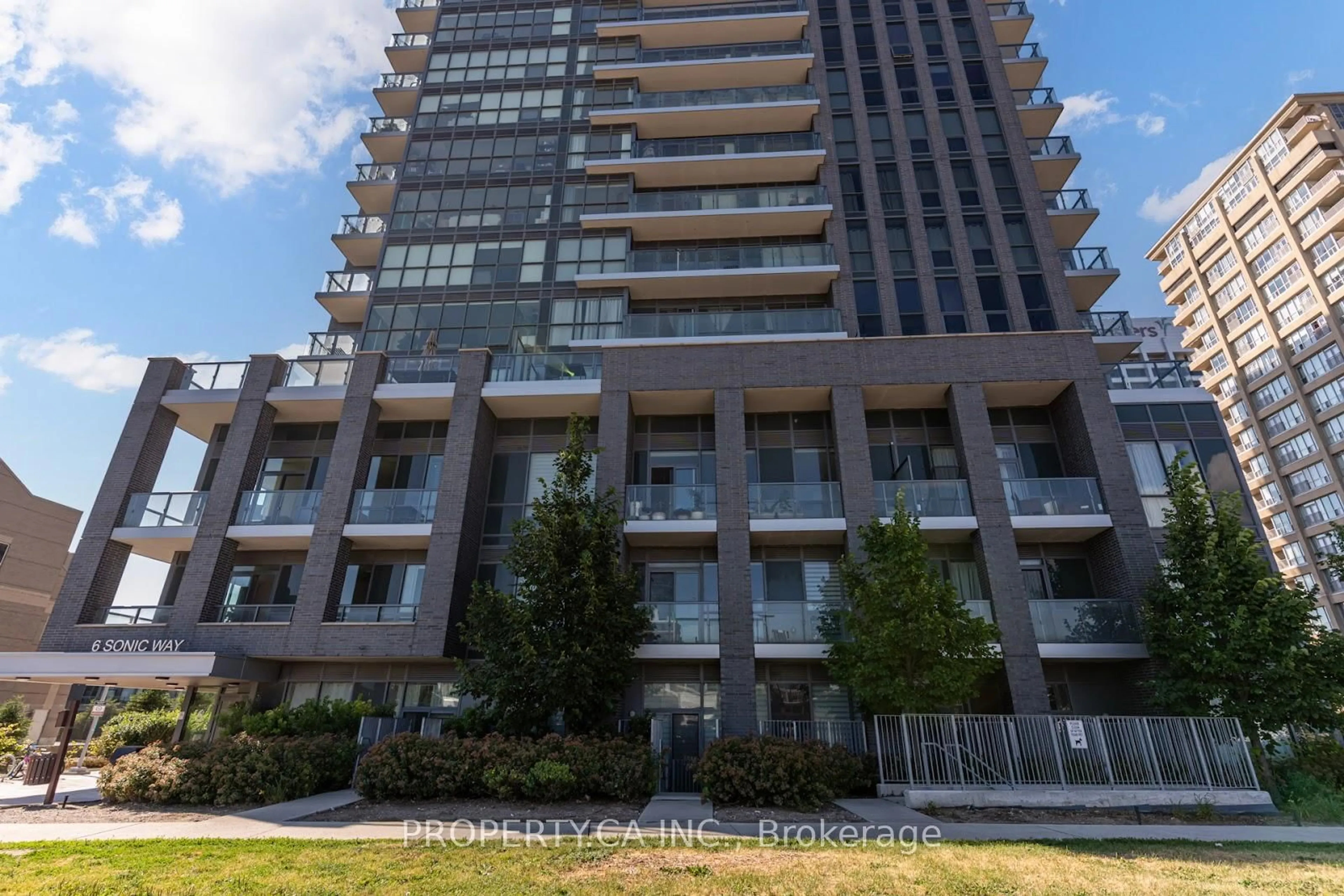 A pic from outside/outdoor area/front of a property/back of a property/a pic from drone, unknown for 6 Sonic Way #N2809, Toronto Ontario M3C 0P1